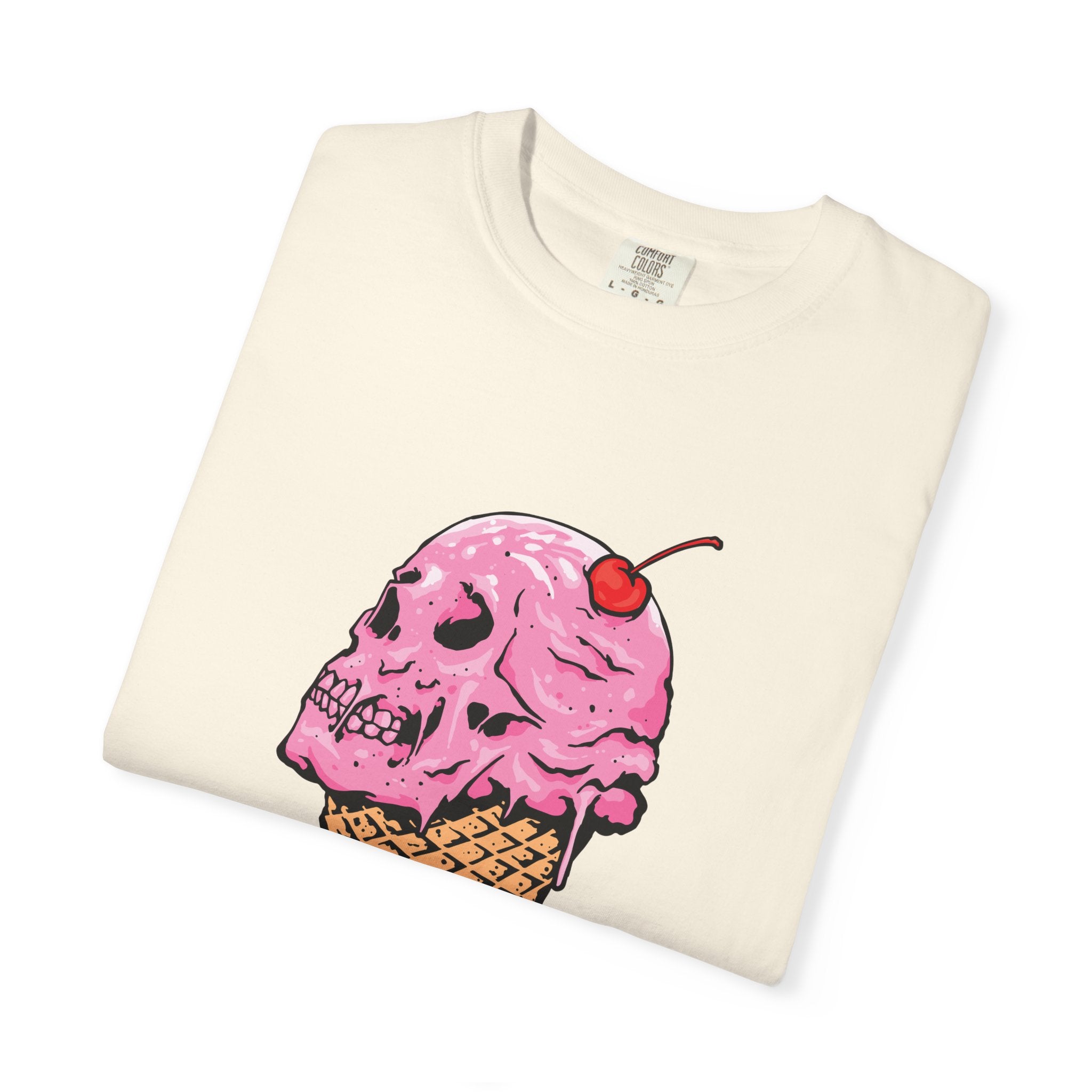 Skull Ice Cream Art With Cherry On Top Design T-Shirt - Sinful Threads