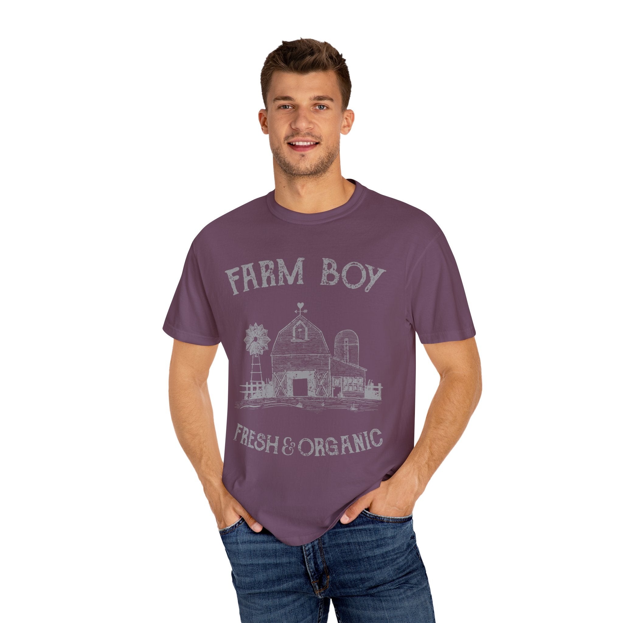 Farm Boy Fresh Organic Farmhouse Barn Windmill Graphic T-Shirt - Sinful Threads