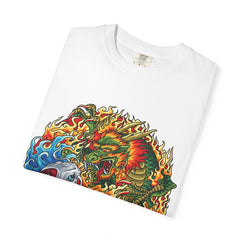 Japanese Dragon Tee - Fire Water Mythical - Koi Art Gift