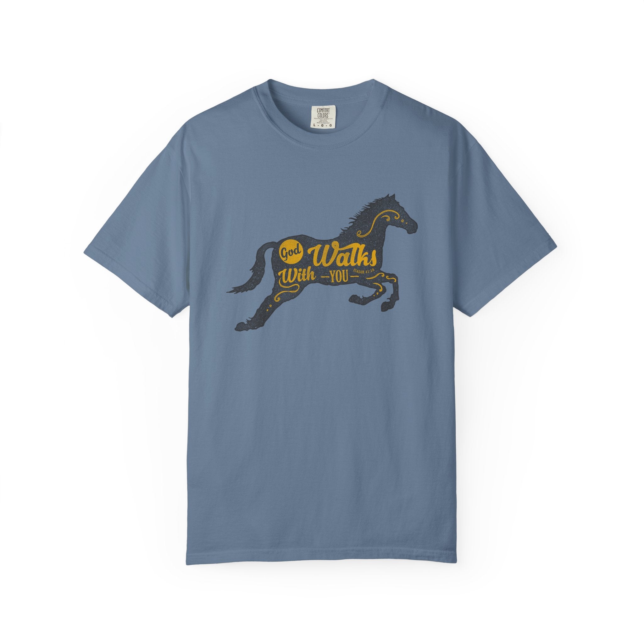 God Walks With You Isaiah 41 10 Religious Horse T-Shirt - Sinful Threads