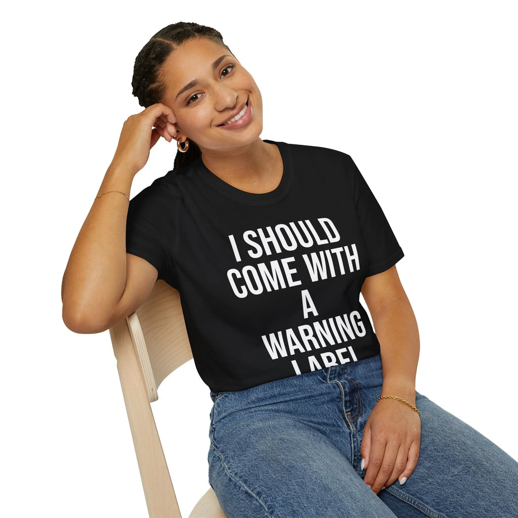 Warning Label Graphic Tee - Funny Sarcasm Shirt