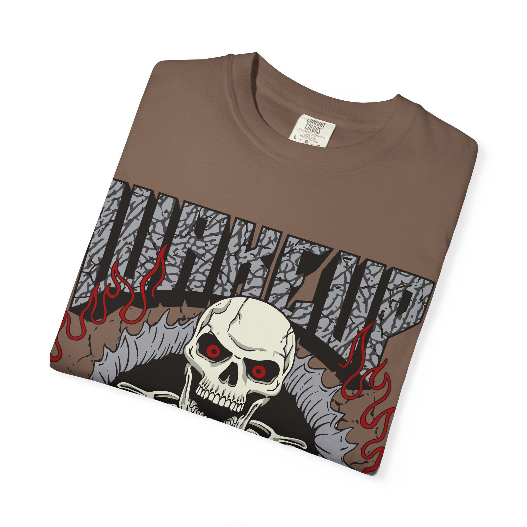 Skull Flame Shirt - Wake Up Fire Design Tee for Bold Style - Sinful Threads