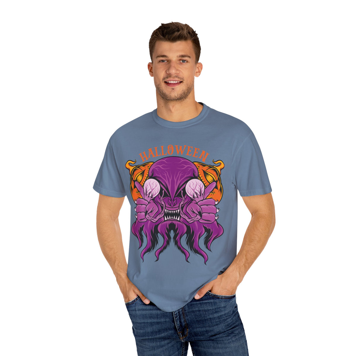 Monster pumpkin shirt - Purple Spooky Tee - Creepy Gift