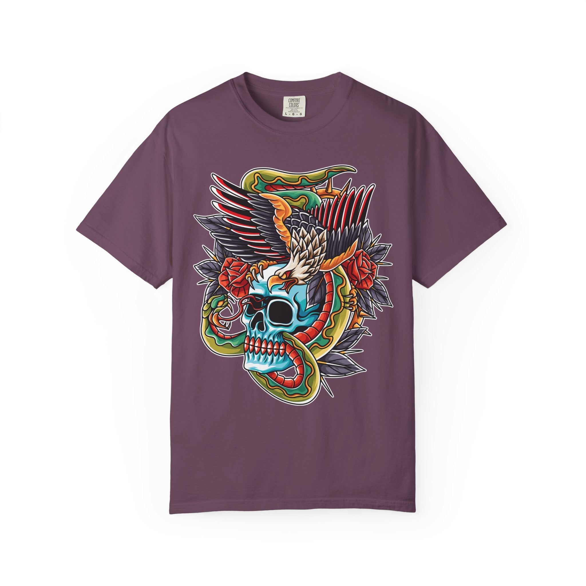 Biker Tattoo Shirt - Skull Eagle Snake Tee - Outlaw Apparel - Sinful Threads