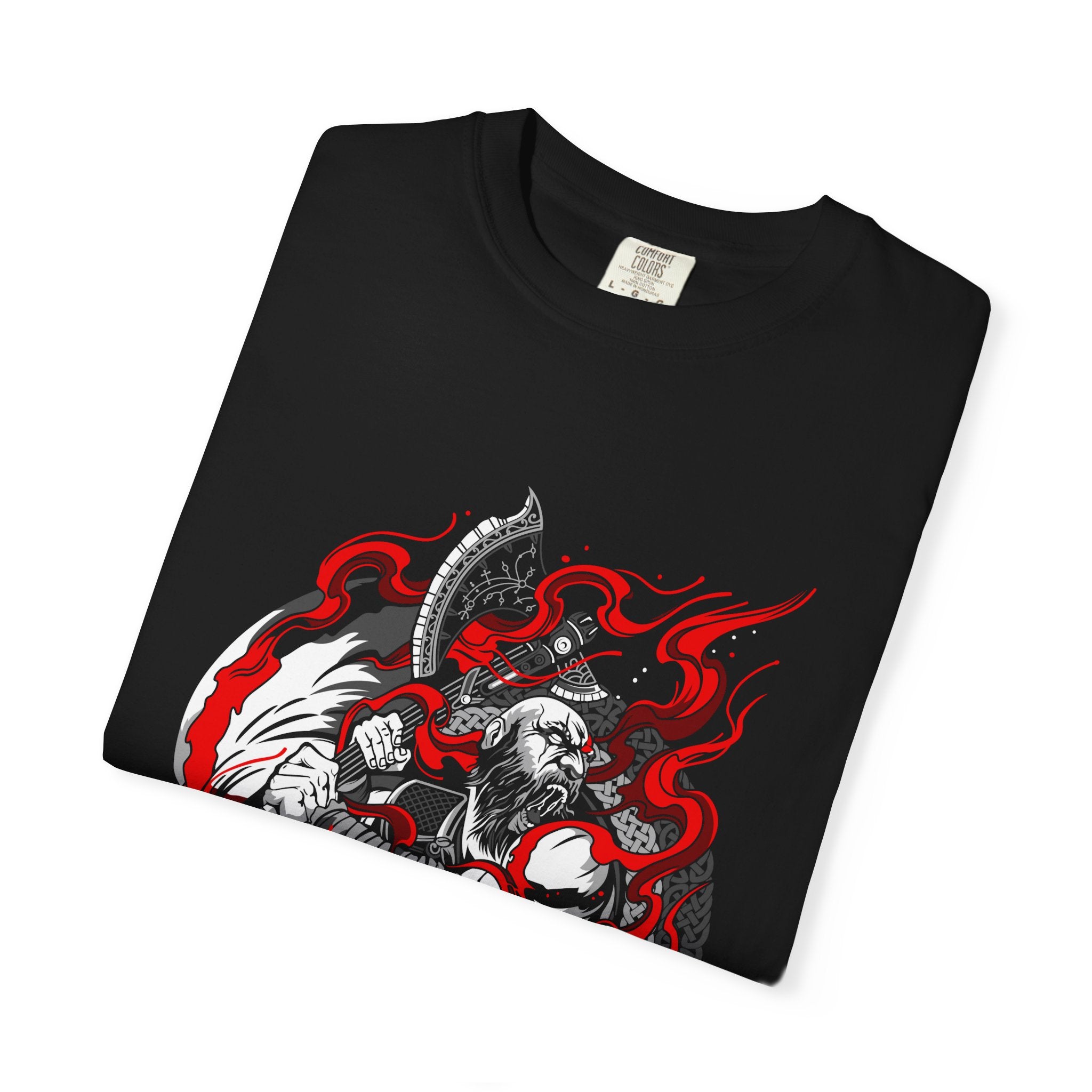 Viking Wolf Norse Pagan Tee Red Black Warrior - Sinful Threads