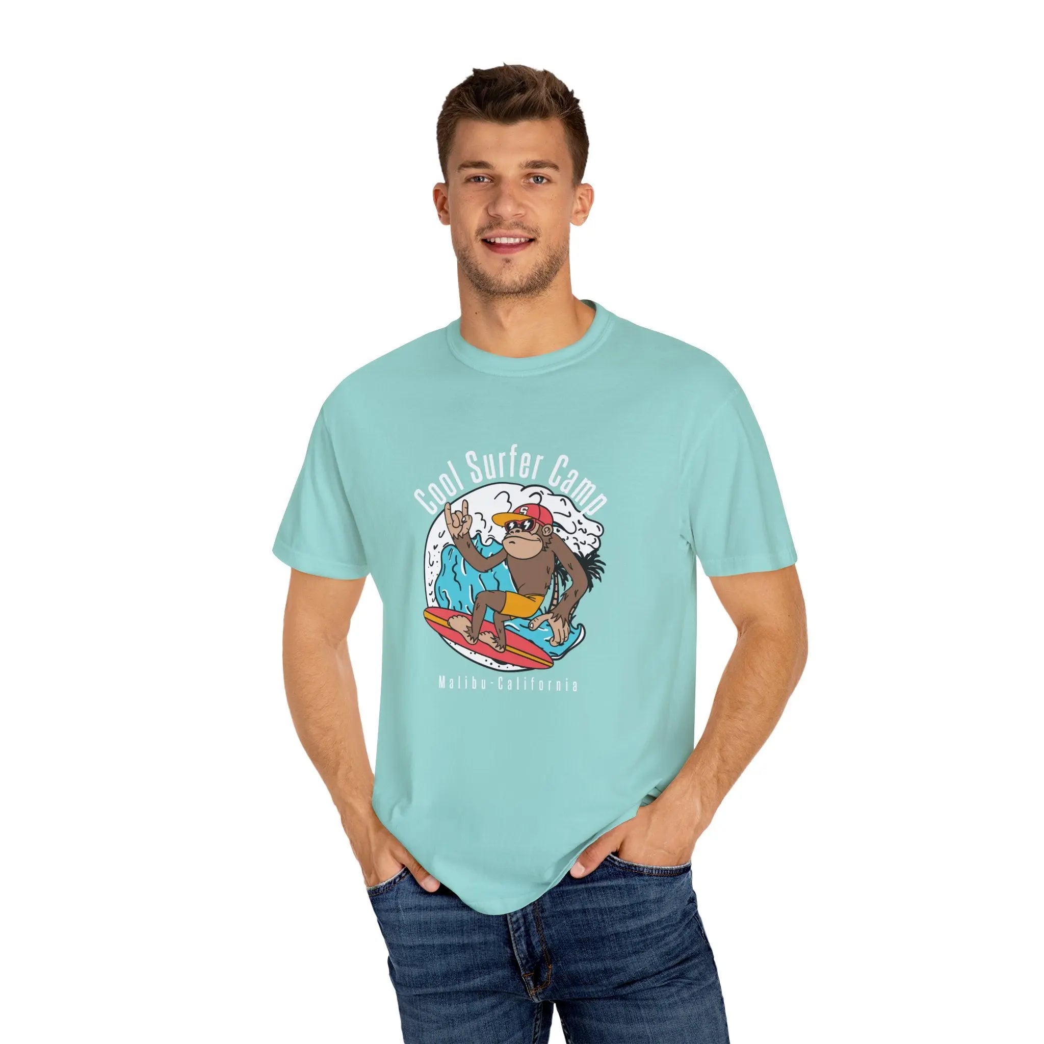 Malibu California Cool Surfing Monkey Graphic Casual Wear T-Shirt - Sinful Threads