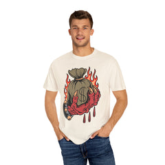 Money Bag Shirt - Devil's Hand Flaming Dollar Tattoo Tee