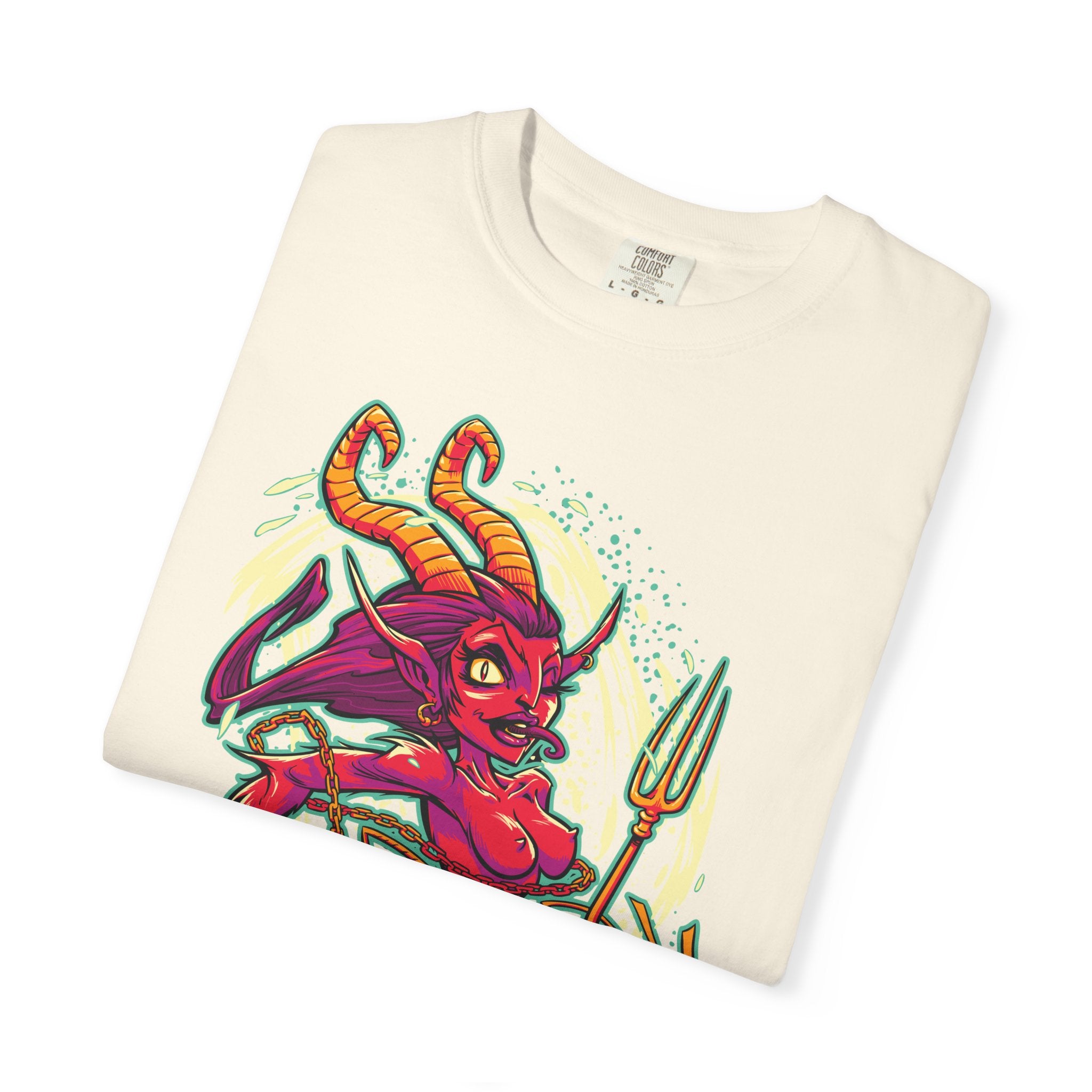 Female Krampus T-Shirt - Cute She Devil Cartoon Tee - Sinful Threads