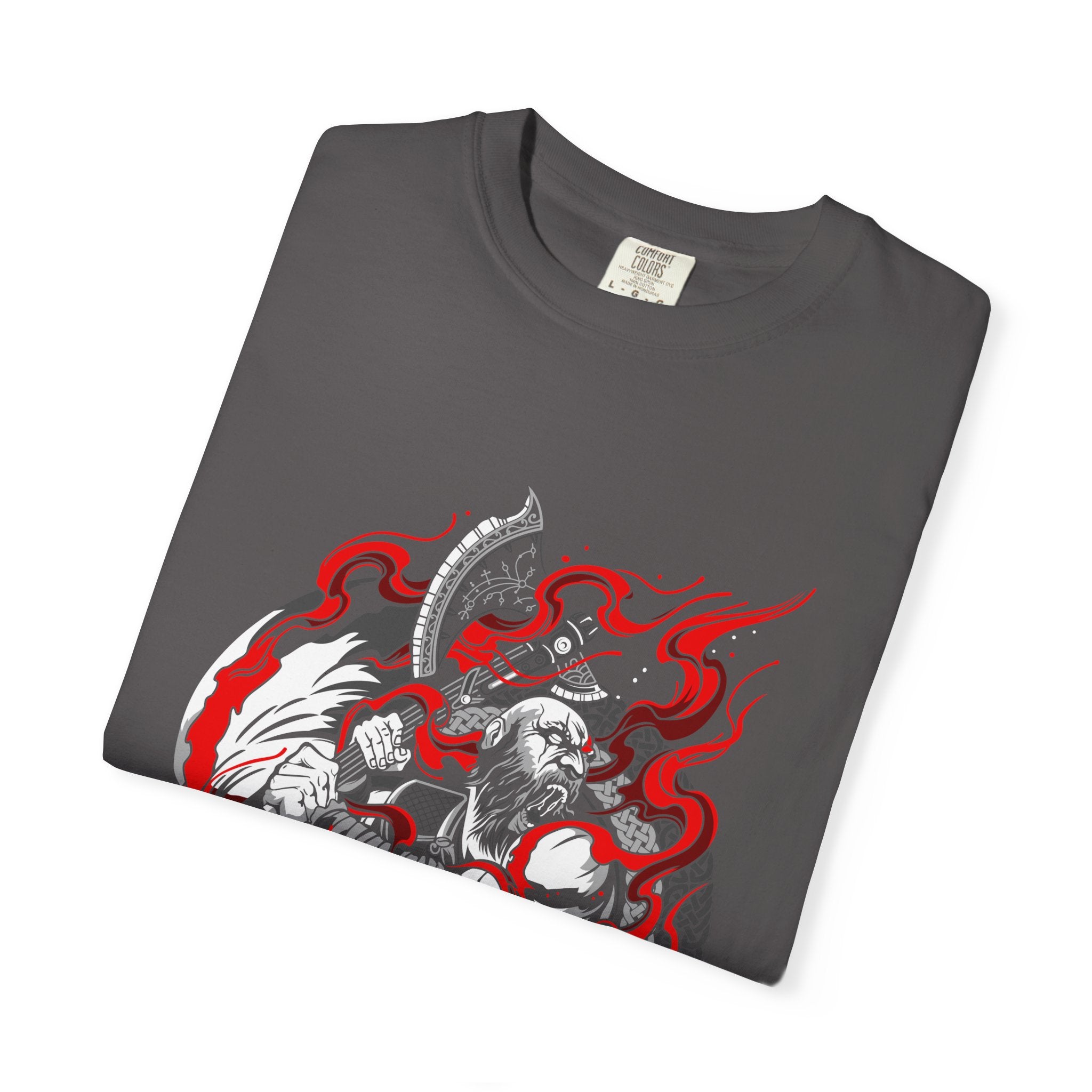 Viking Wolf Norse Pagan Tee Red Black Warrior - Sinful Threads