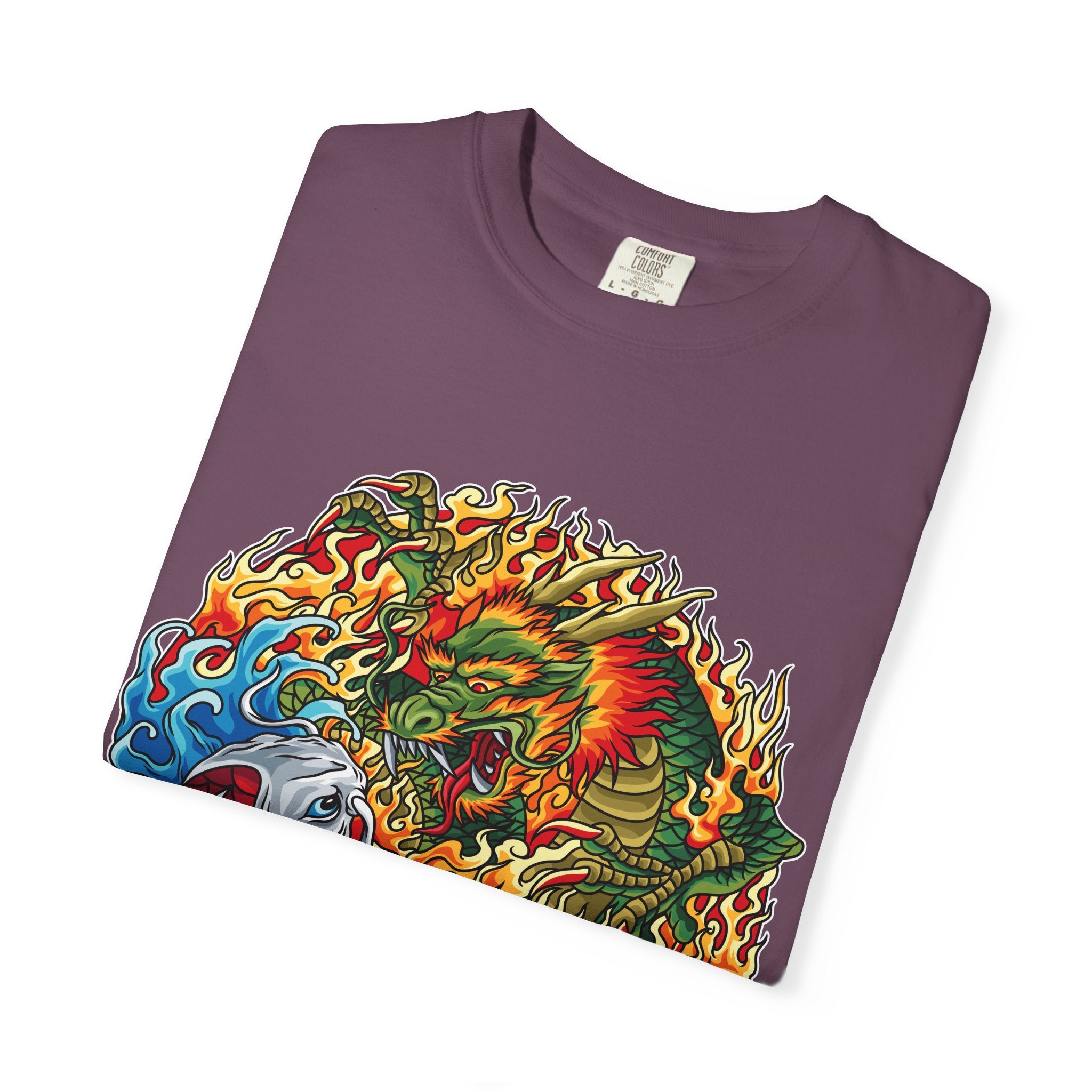 Japanese Dragon Tee - Fire Water Mythical - Koi Art Gift - Sinful Threads