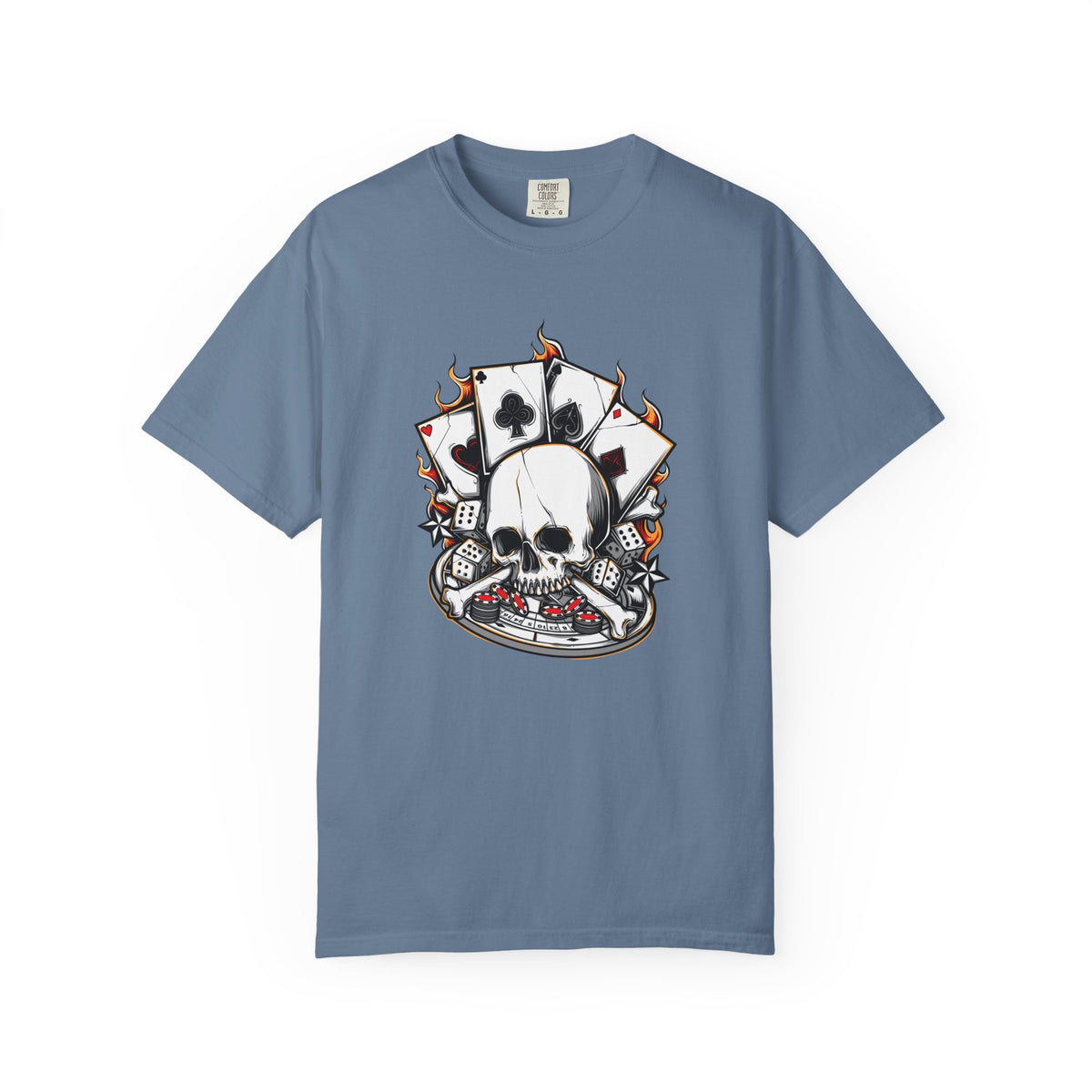 Skull Playing Cards Dice Gambling Casino Design T-Shirt
