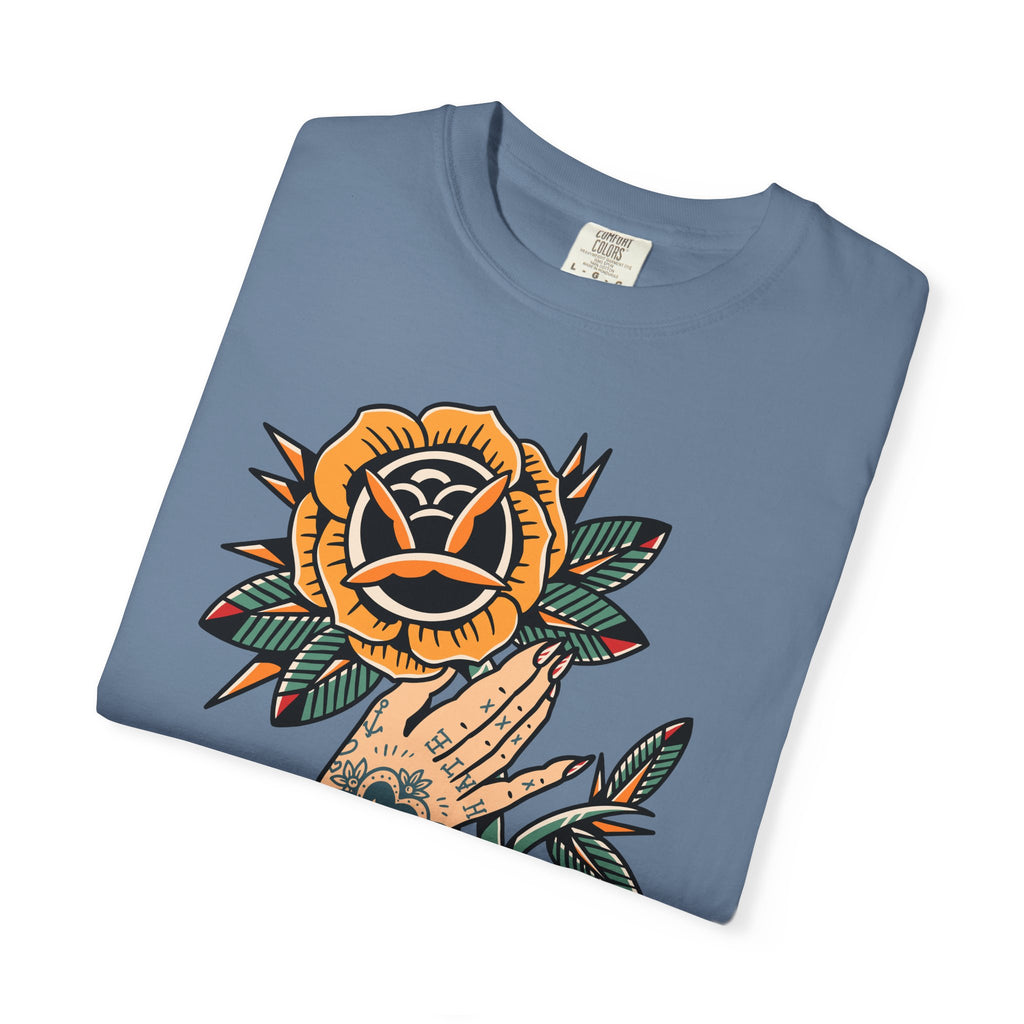 Tattoo Rose Shirt - Hand Holding Flower Tee, Artistic Gift - Sinful Threads