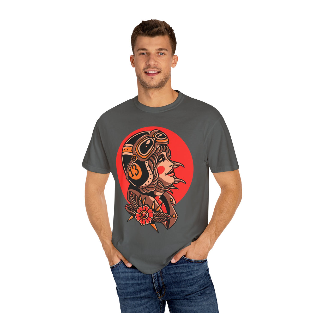 Biker Girl Shirt - Tattoo Flower Tee - Motorcycle Art Gift