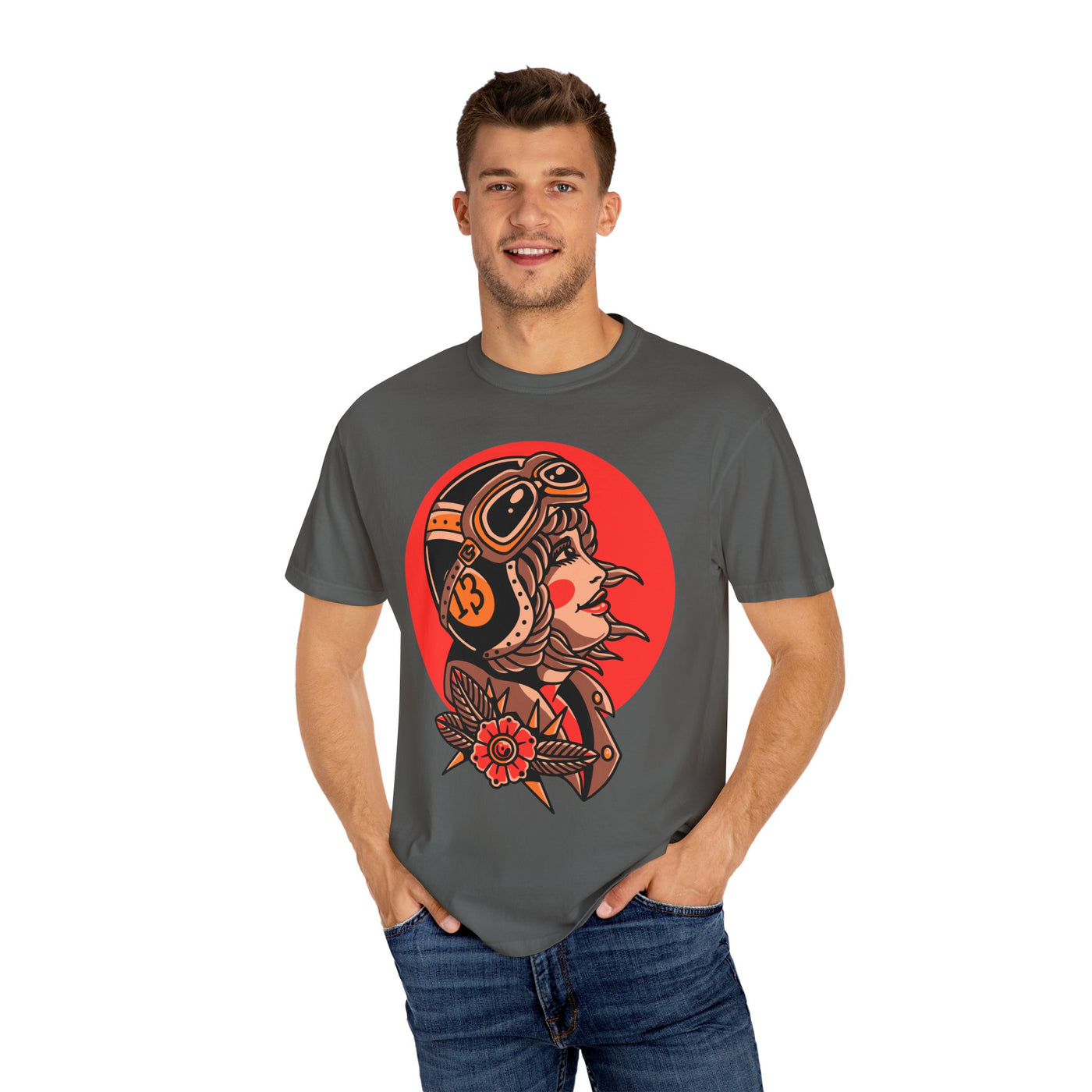 Biker Girl Shirt - Tattoo Flower Tee - Motorcycle Art Gift - Sinful Threads