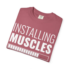 Installing Muscles Please Wait Funny Gym Fitness T-Shirt