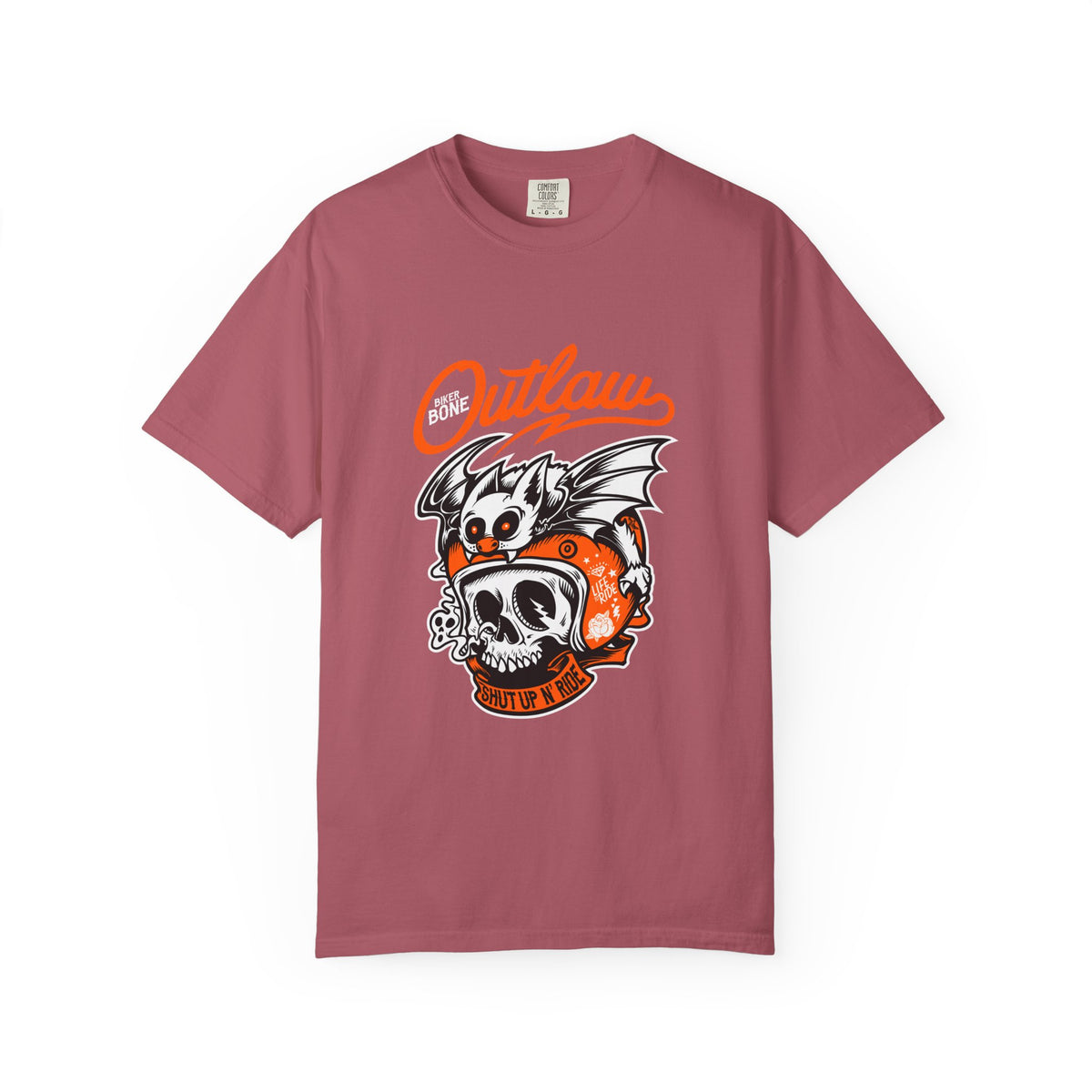 Outlaw Skull with Bat Rider Life To Ride Graphic T-Shirt