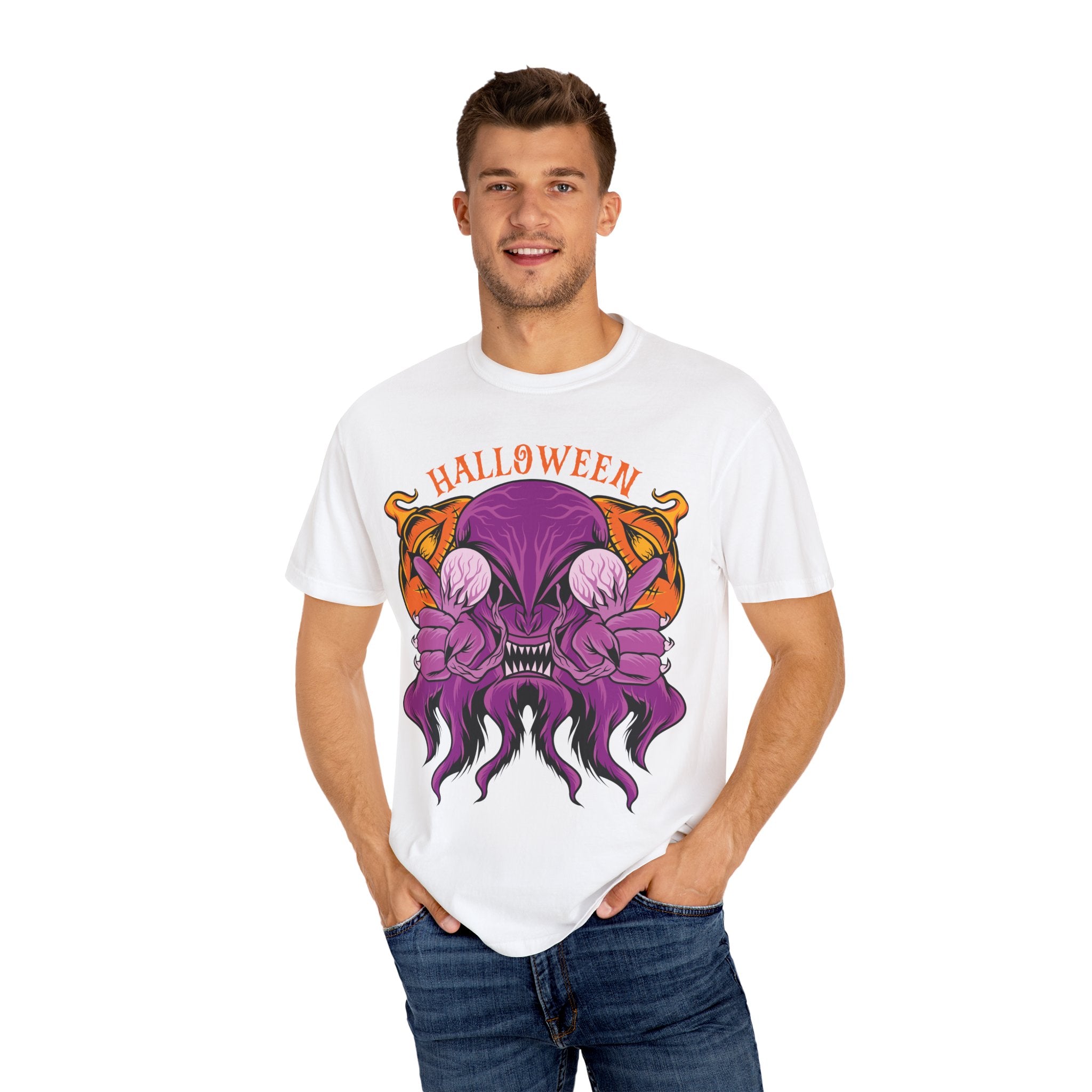 Monster pumpkin shirt - Purple Spooky Tee - Creepy Gift - Sinful Threads