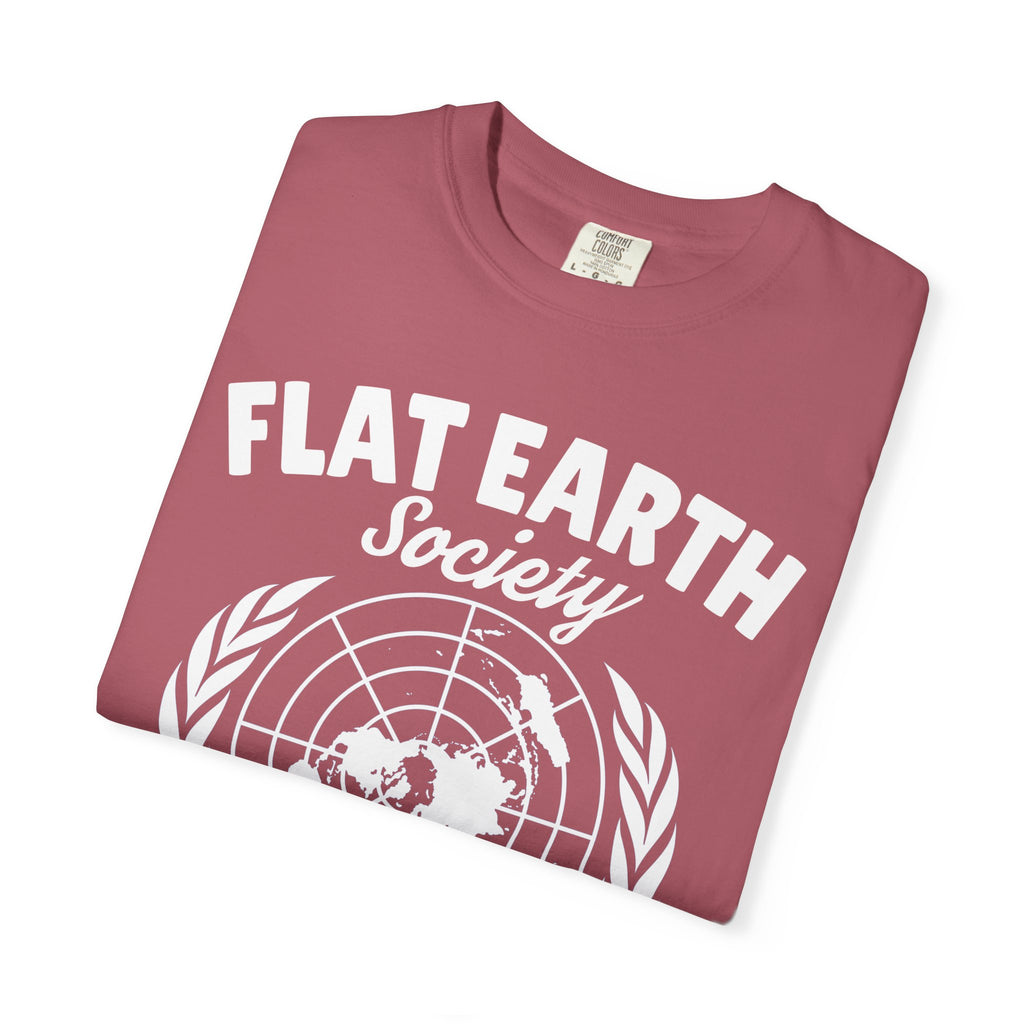 Flat Earth Society Question Everything Funny Design T-Shirt - Sinful Threads
