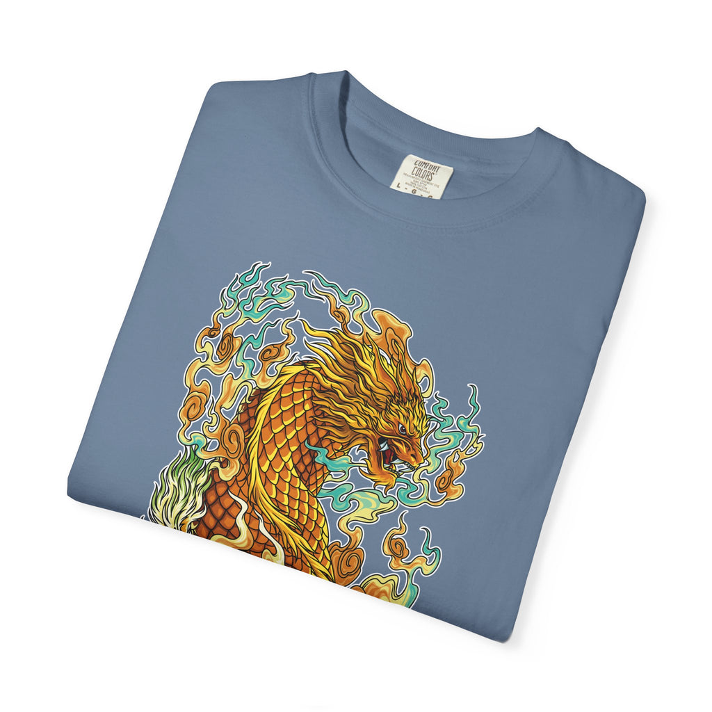 Golden Dragon Graphic Tee – Fantasy Creature Top - Sinful Threads