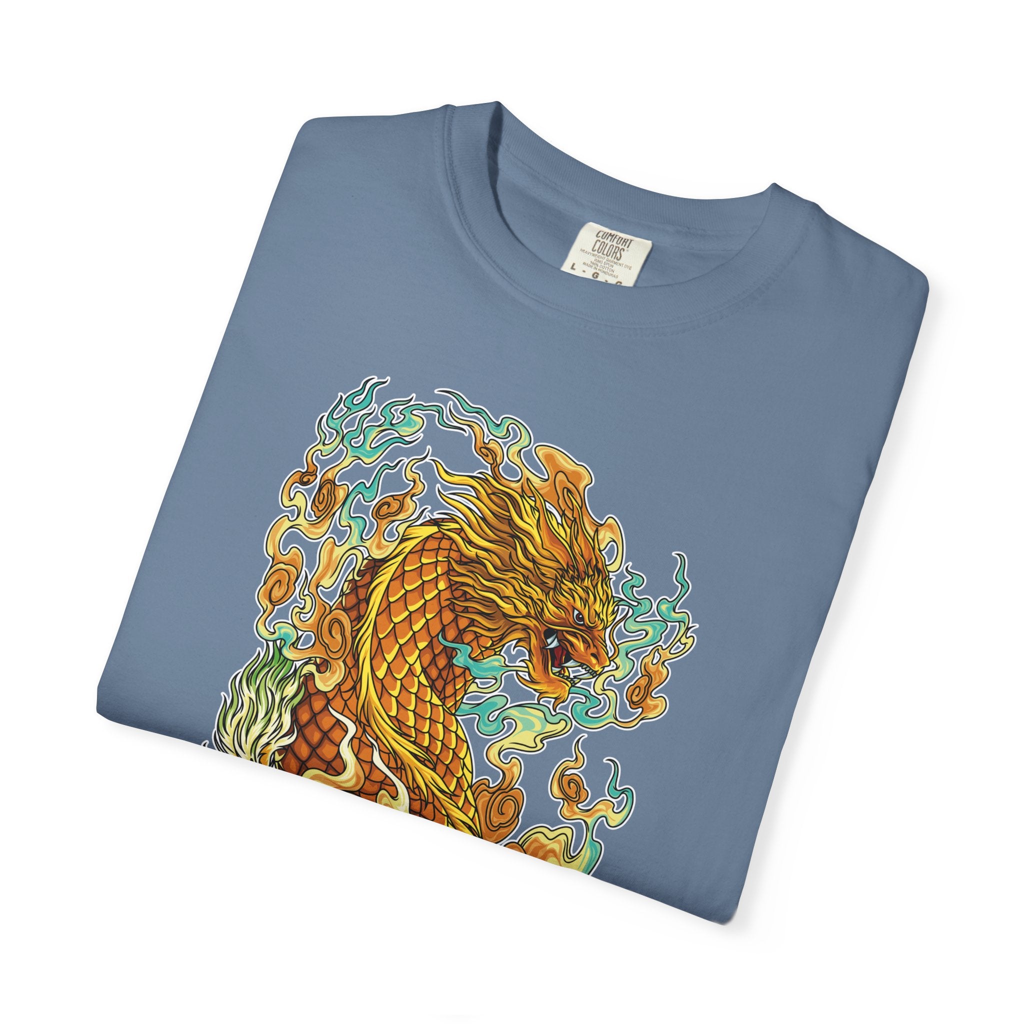 Golden Dragon Graphic Tee – Fantasy Creature Top - Sinful Threads