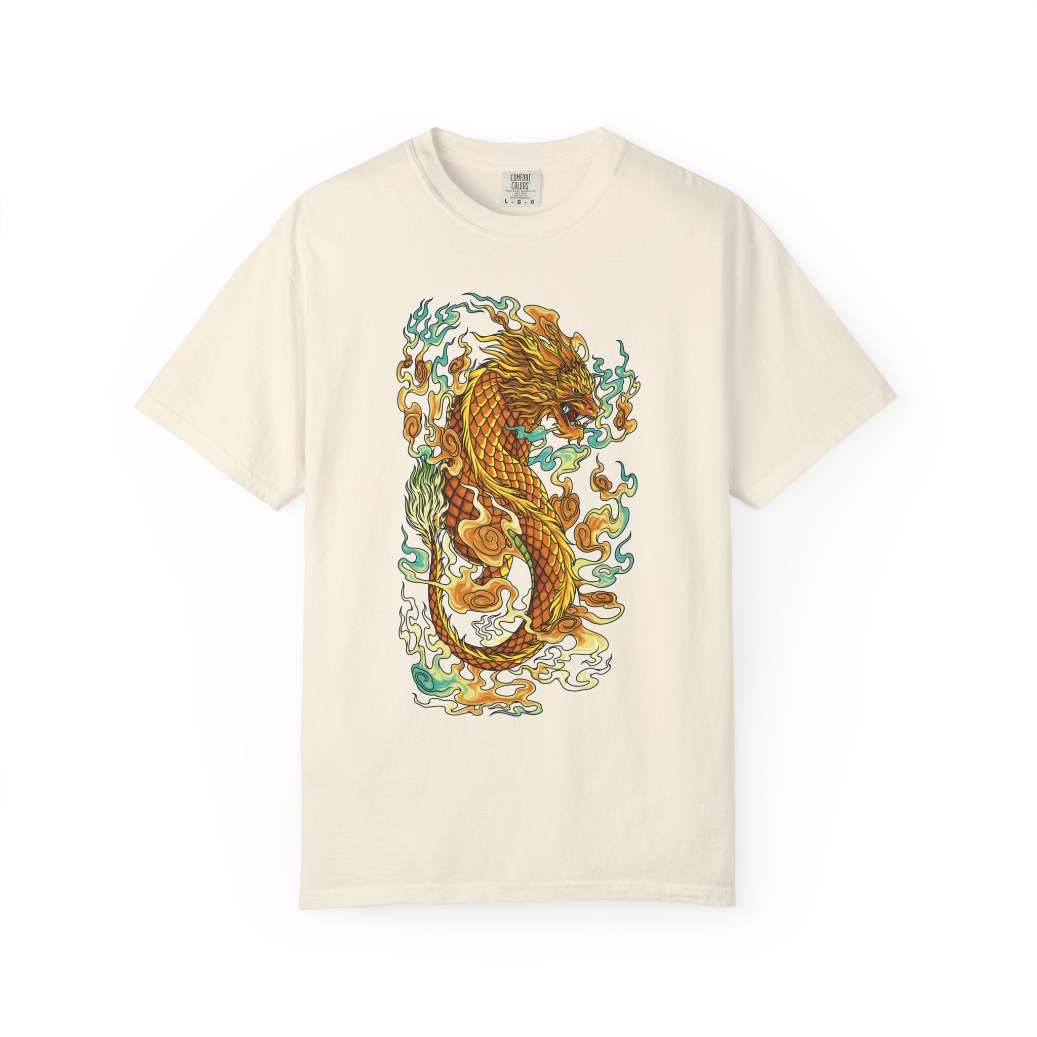 Golden Dragon Graphic Tee – Fantasy Creature Top - Sinful Threads