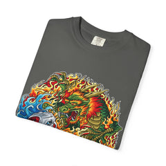 Japanese Dragon Tee - Fire Water Mythical - Koi Art Gift