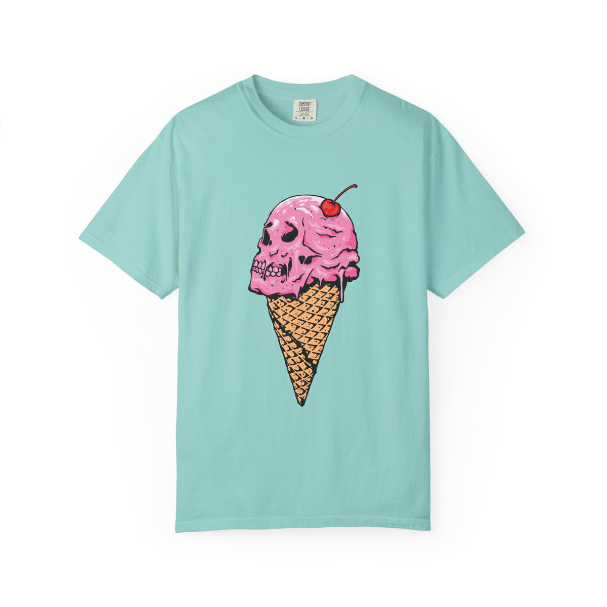 Skull Ice Cream Art With Cherry On Top Design T-Shirt