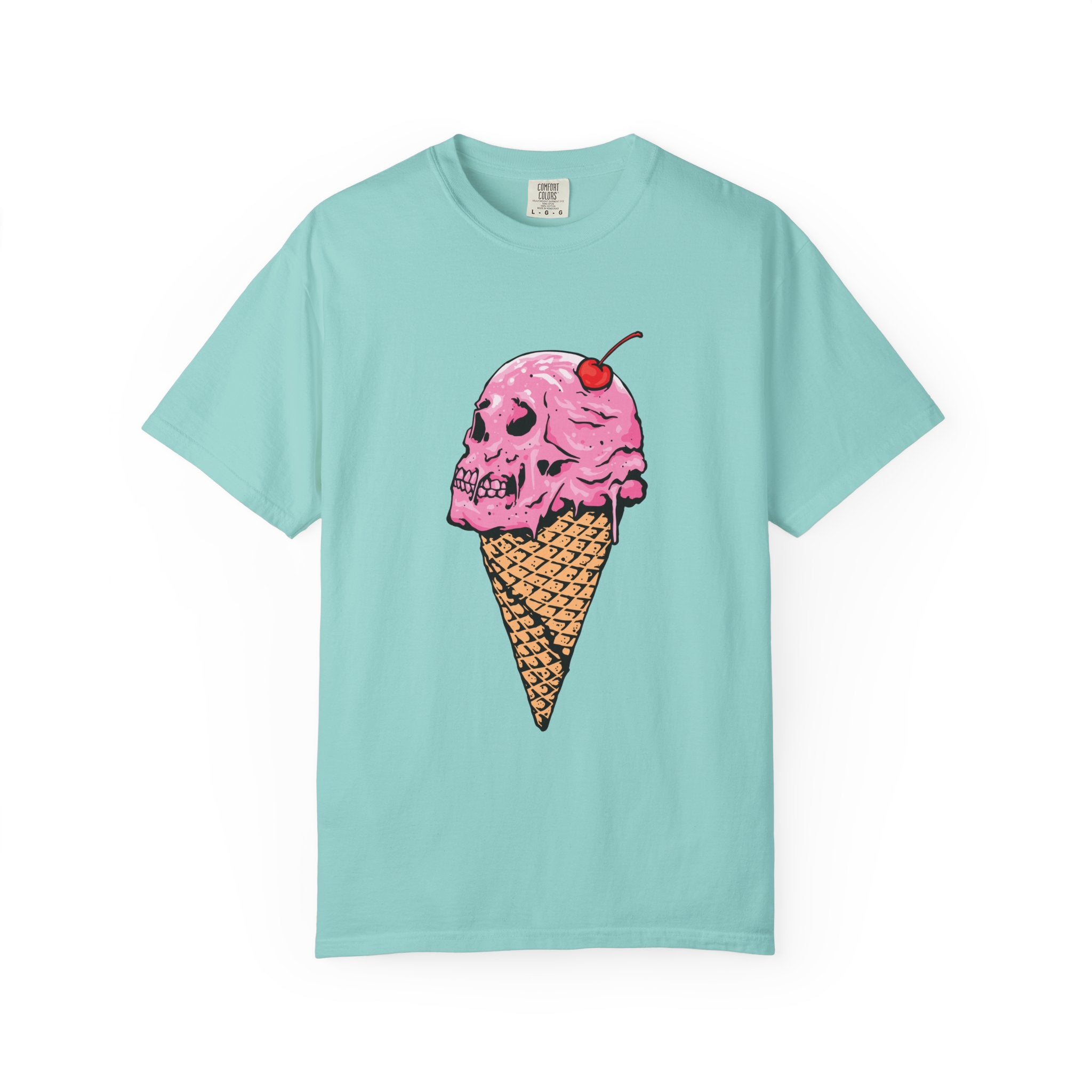 Skull Ice Cream Art With Cherry On Top Design T-Shirt - Sinful Threads