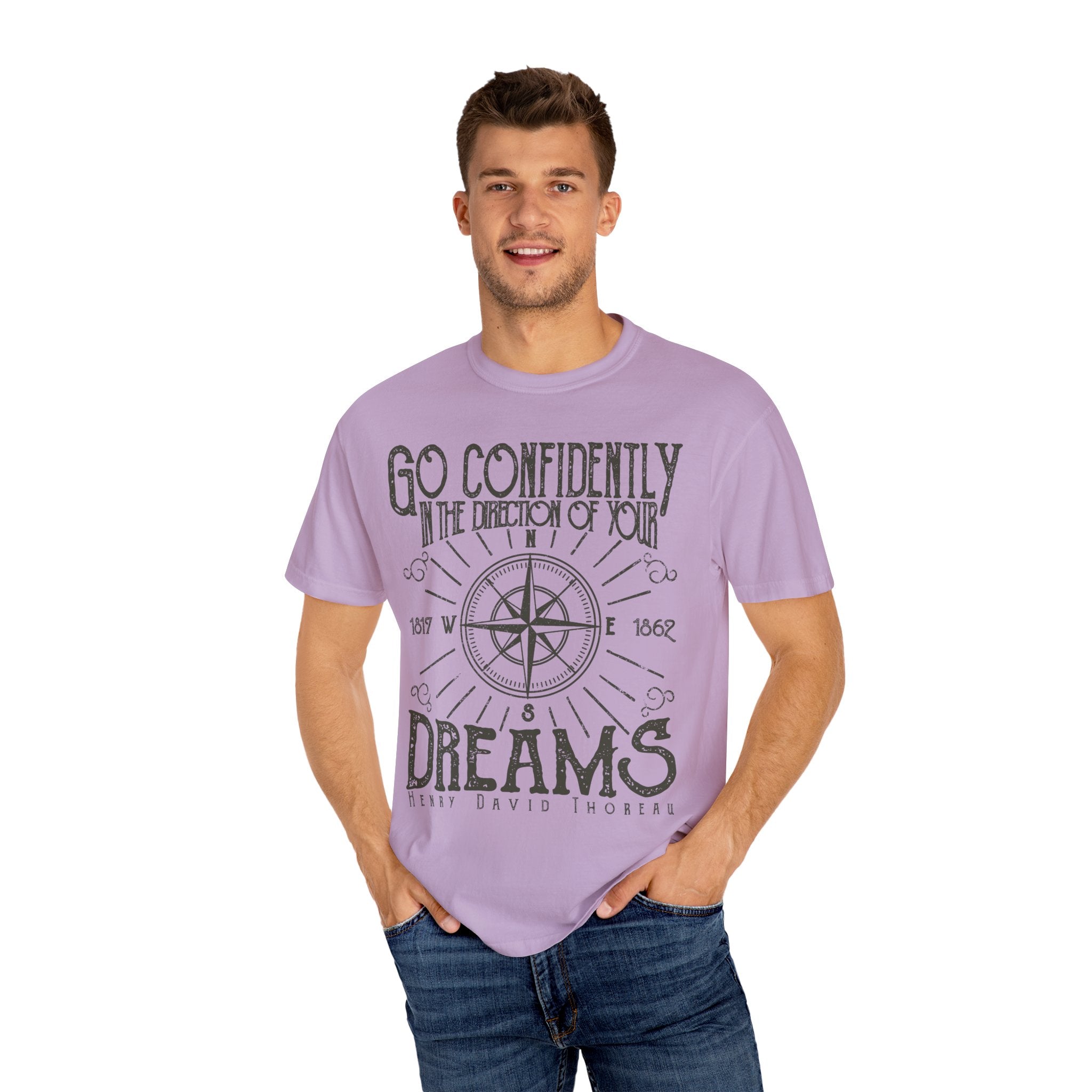 Go Confidently Dreams Henry David Thoreau Design T-Shirt - Sinful Threads