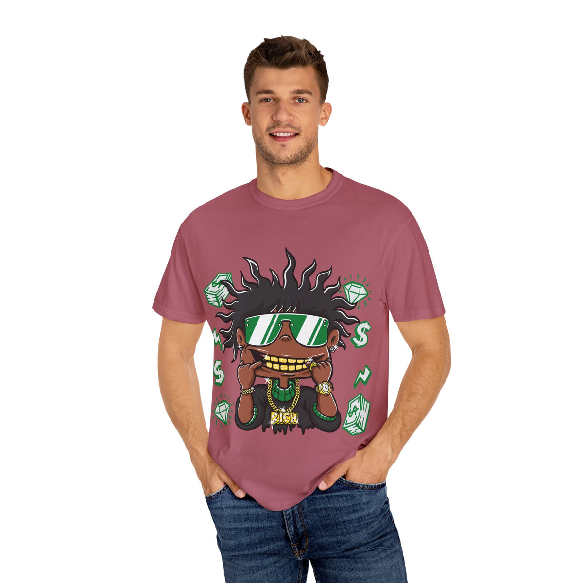 Gold Grill Tee – Hip Hop Cartoon Shirt for Street Culture