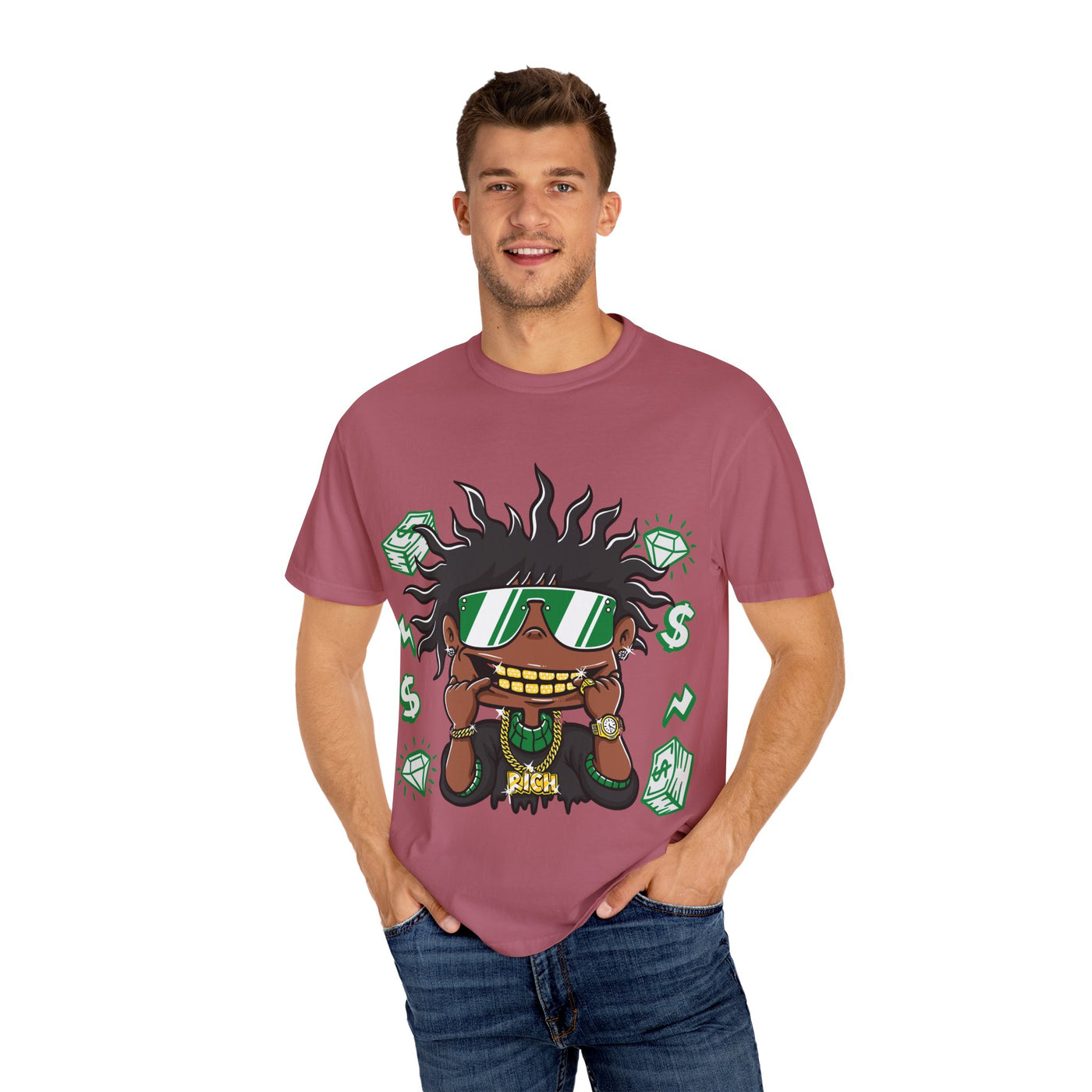 Gold Grill Tee – Hip Hop Cartoon Shirt for Street Culture - Sinful Threads