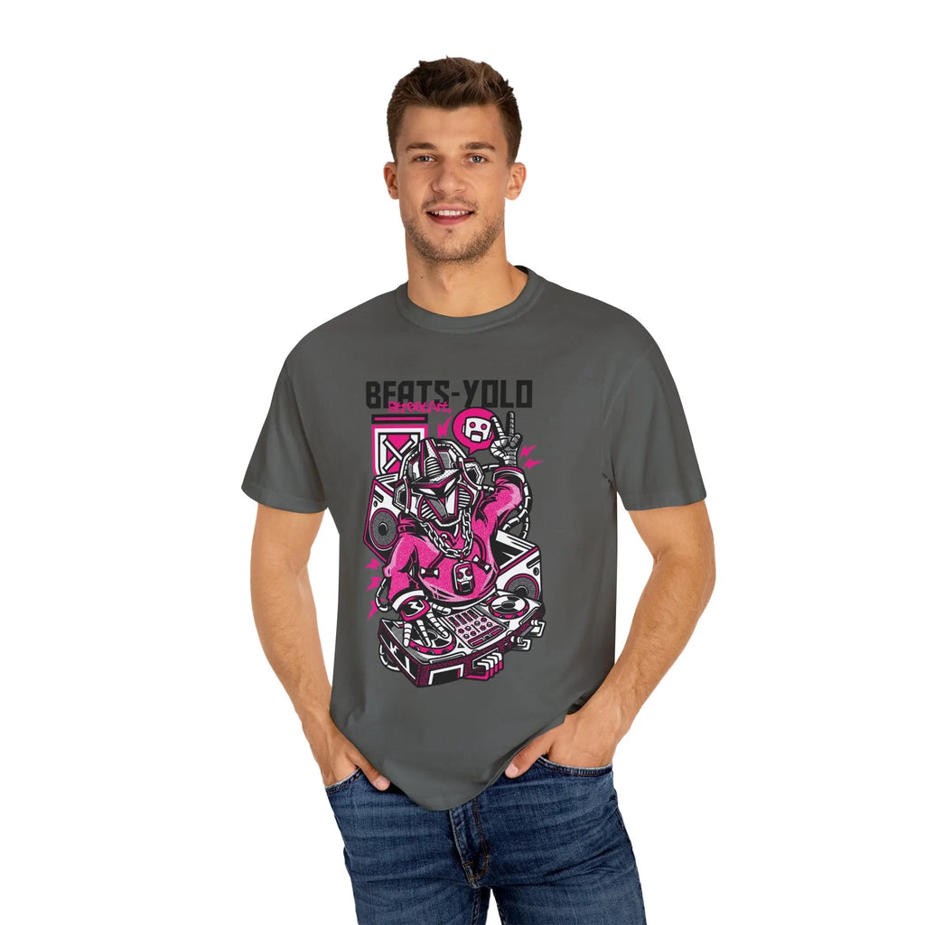 Beats YOLO DJ Robot On The Decks Music Art T-Shirt - Sinful Threads