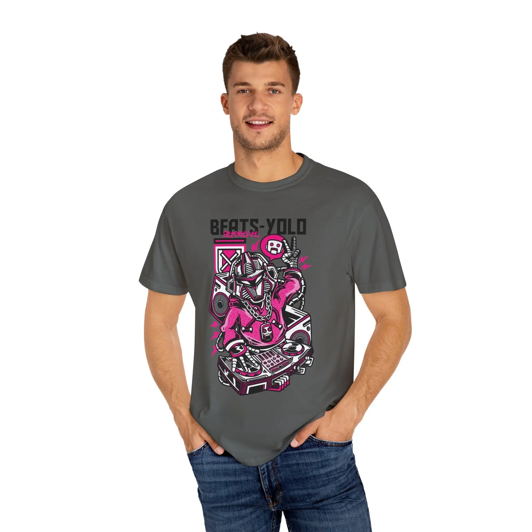 Beats YOLO DJ Robot On The Decks Music Art T-Shirt - Sinful Threads