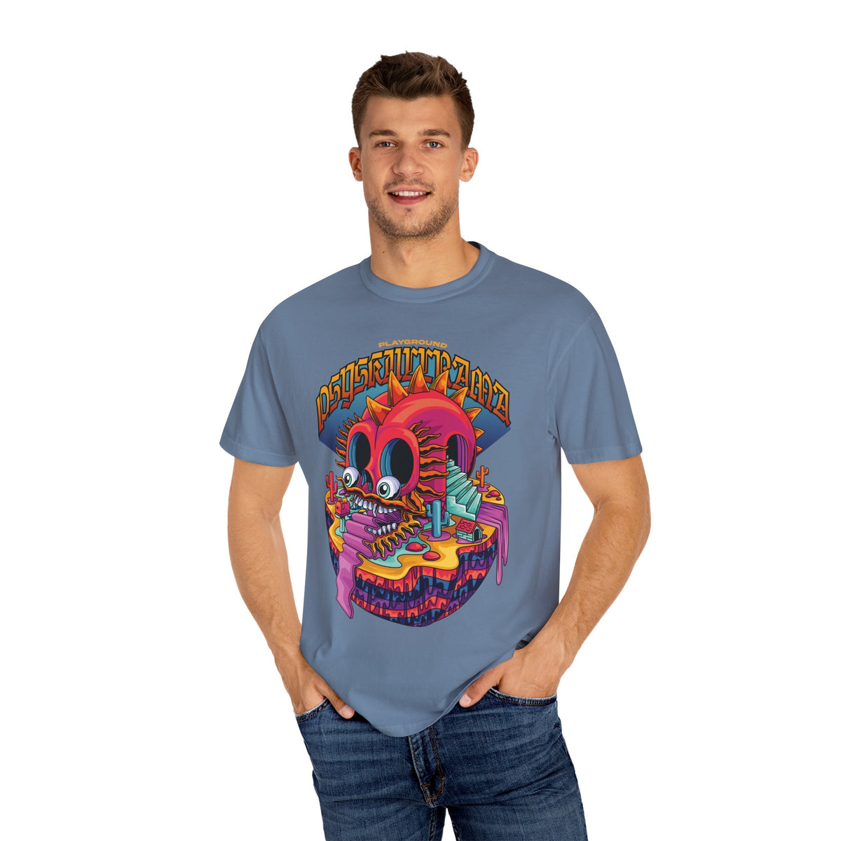 Surreal Skull Playground Tee – Weirdcore Skull Shirt – Colorful Art
