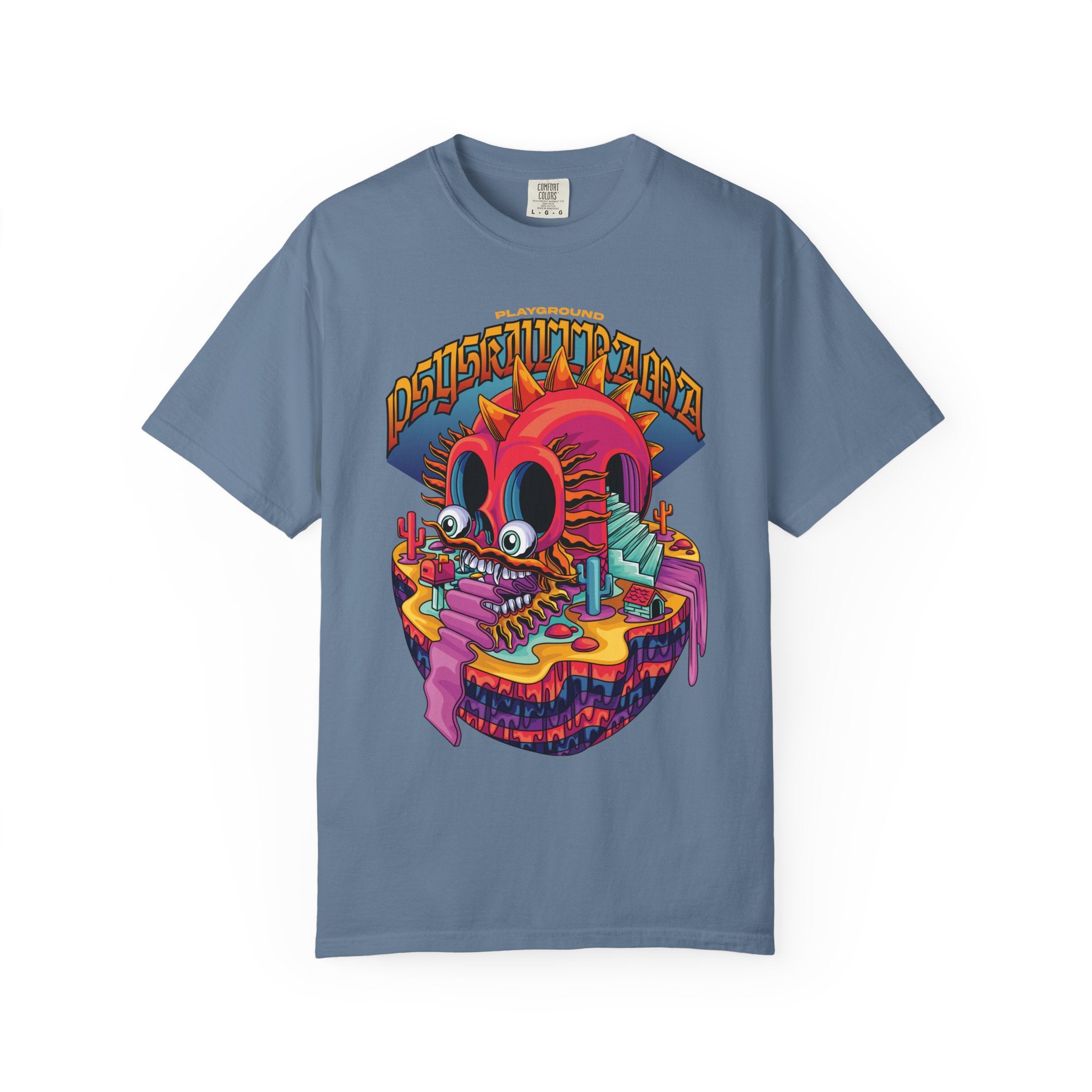 Surreal Skull Playground Tee – Weirdcore Skull Shirt – Colorful Art - Sinful Threads