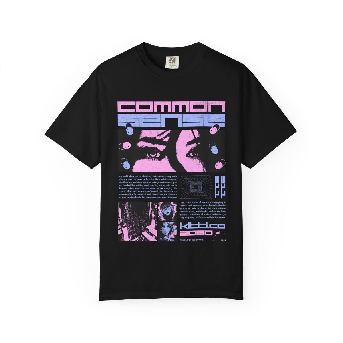 Cyberpunk Anime Tee - Glitchcore Hope Eyes - Future Gift