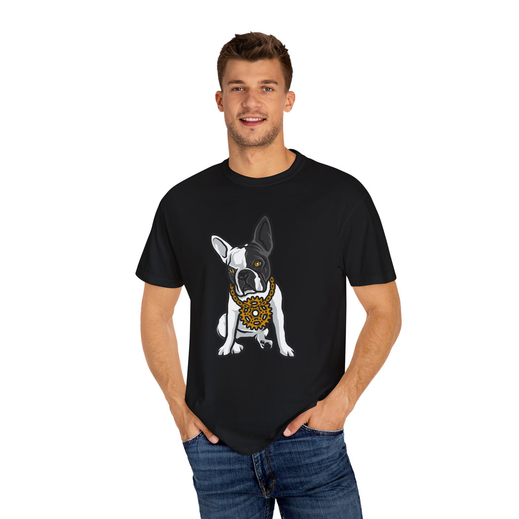 Cartoon French Bulldog with Gear Necklace Cool Dog T-Shirt - Sinful Threads