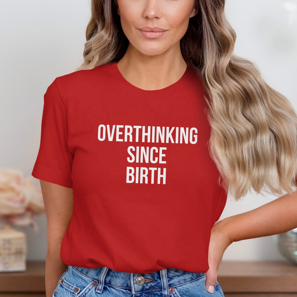 Overthinking Since Birth Slogan T-Shirt product type