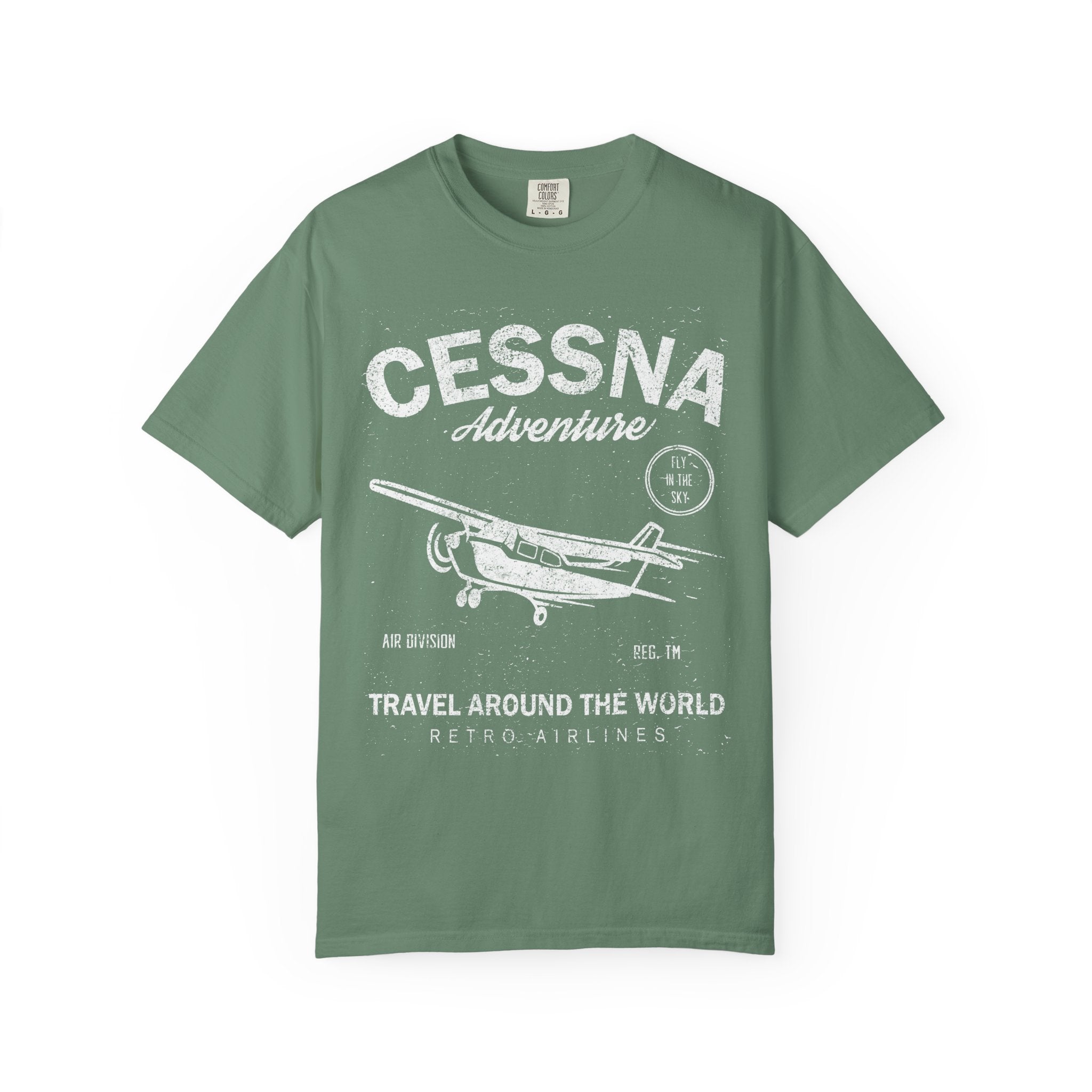 Cessna Adventure Travel Around The World Retro Airlines T-Shirt - Sinful Threads