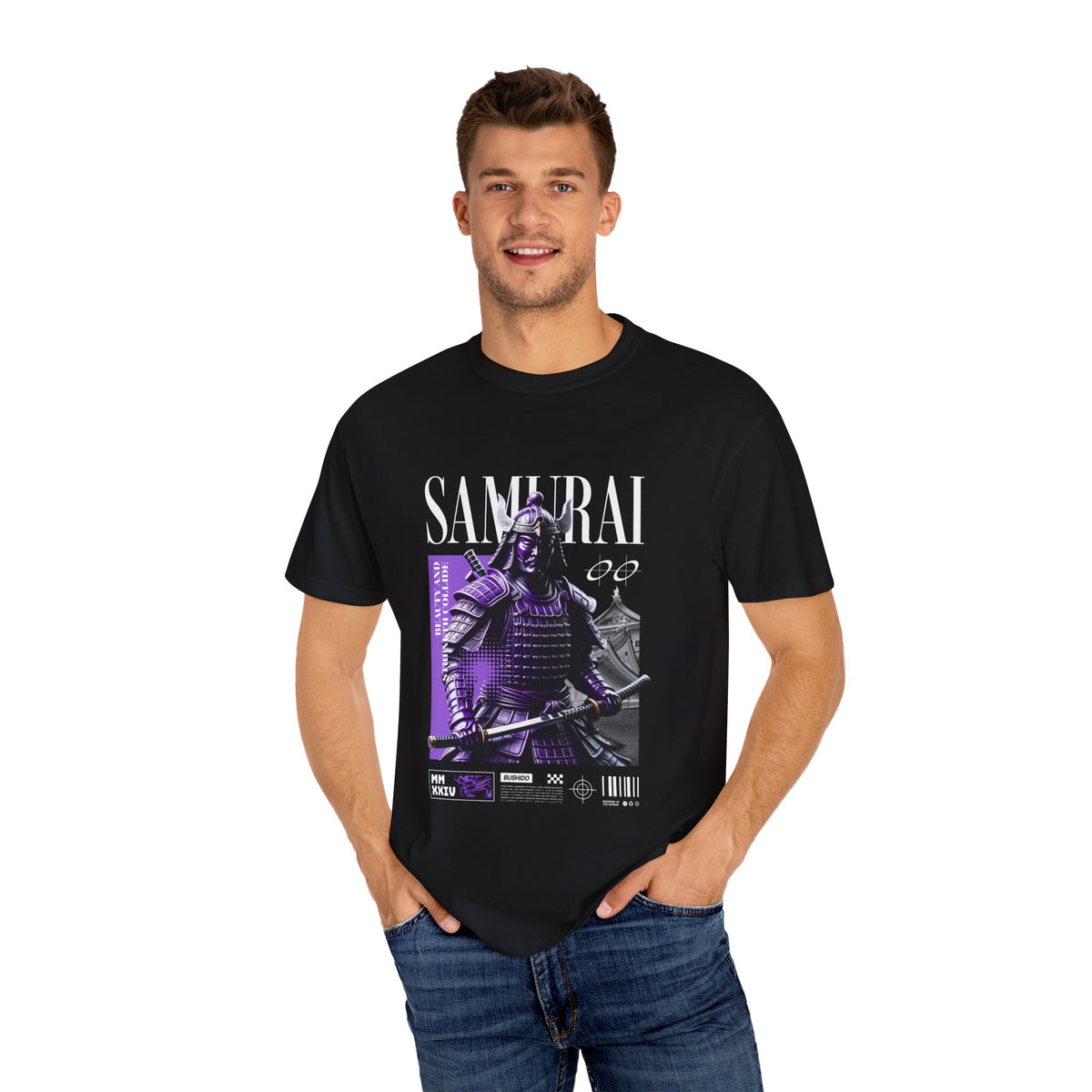 Samurai Warrior Tee - Purple Bushido Graphic - Perfect Gift