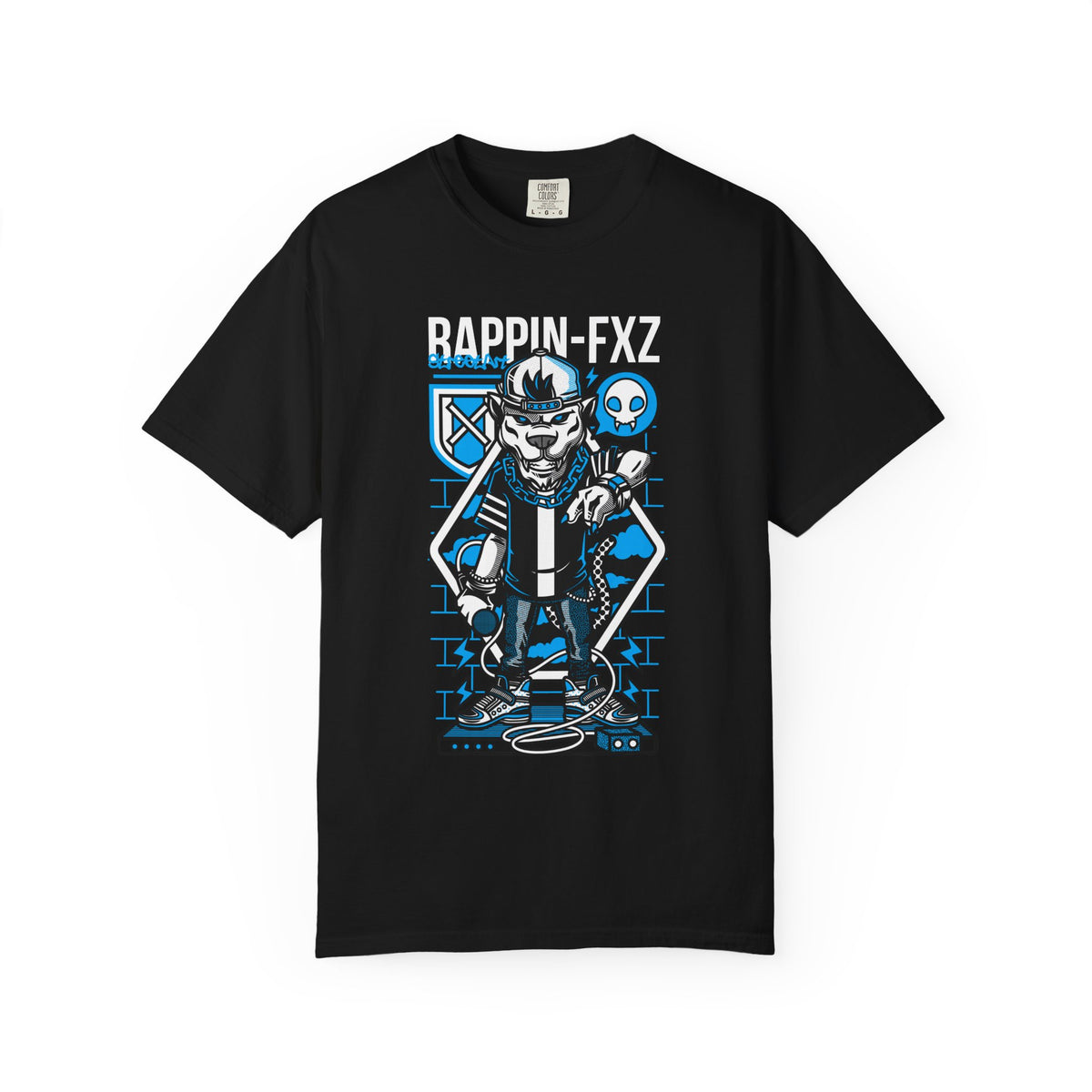 Gangster Wolf with Microphone Urban Art Drawing T-Shirt