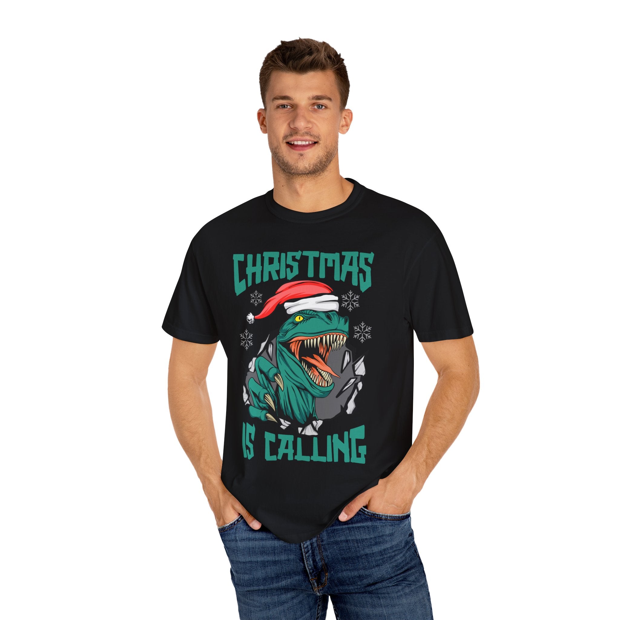 Santa T Rex Tee - Funny Dino Shirt - Christmas Holiday Gift - Sinful Threads