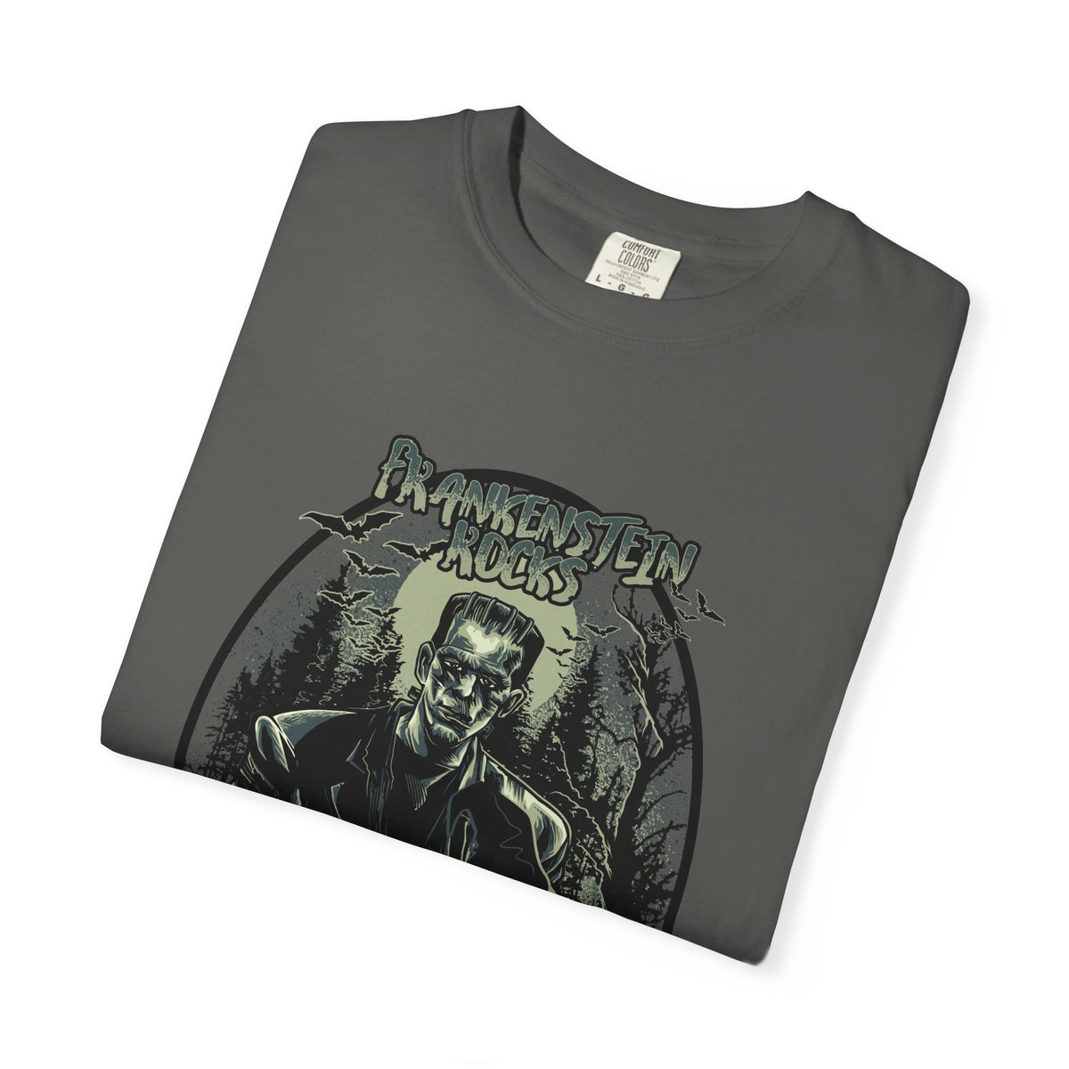 Frankenstein Rocks Halloween Graphic Novelty Design T-Shirt