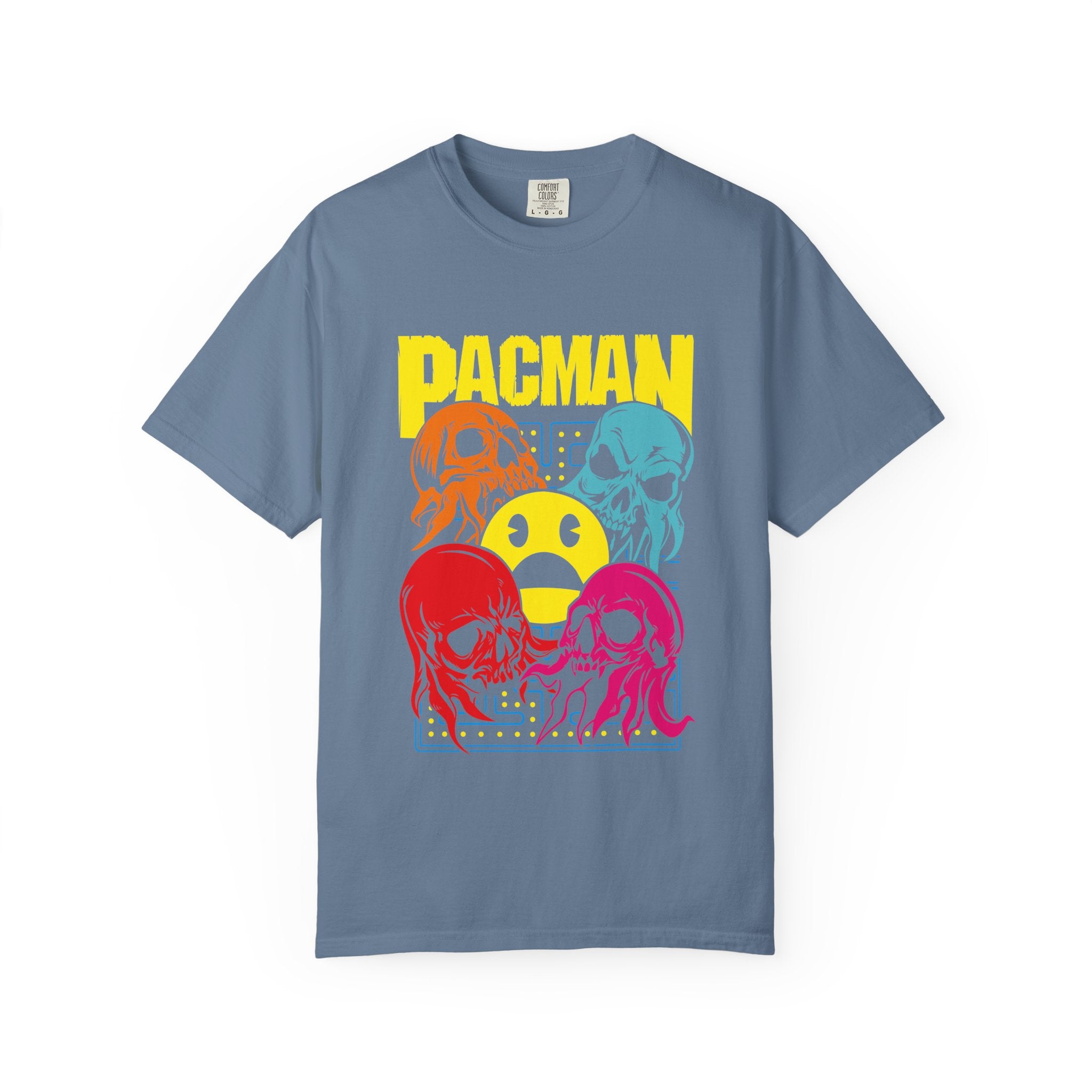 80s Arcade Pacman Ghost Skull Tee Retro Gaming Geeky Gift - Sinful Threads