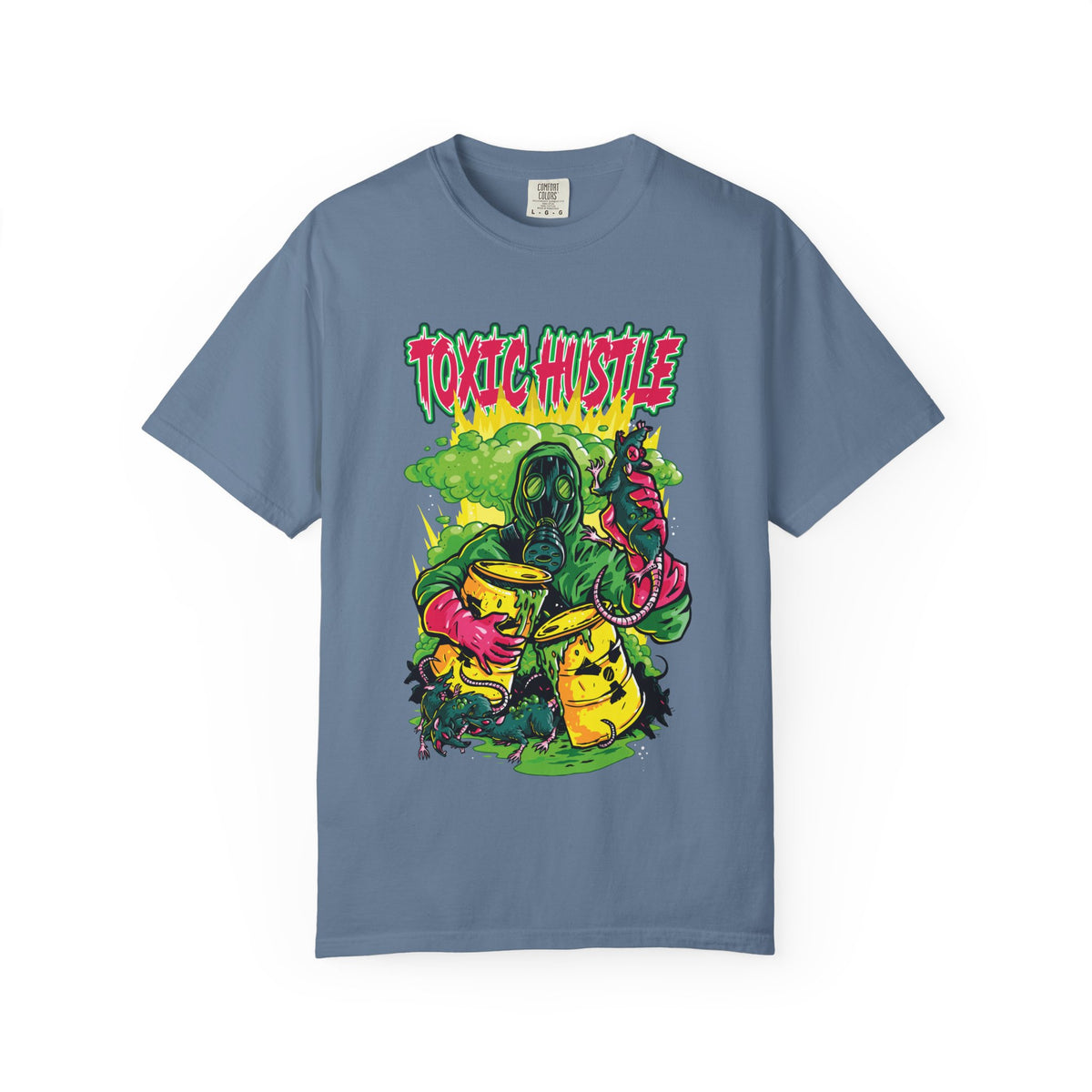 Toxic Hustle Hazmat Gas Mask Biohazard Tee - Survival Horror Shirt