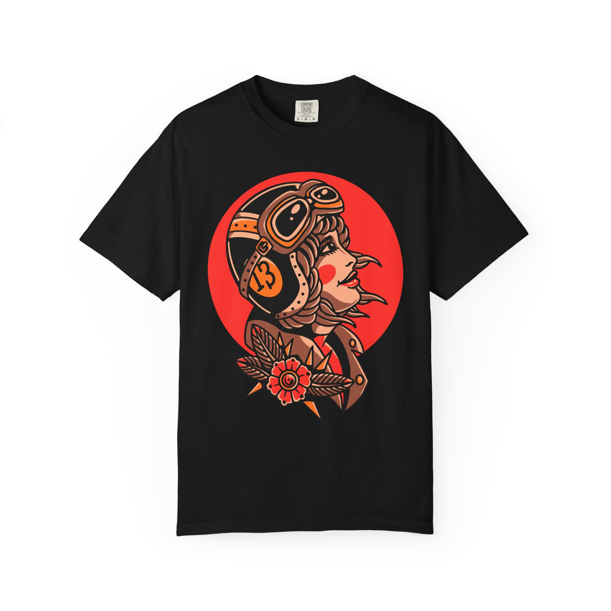 Biker Girl Shirt - Tattoo Flower Tee - Motorcycle Art Gift