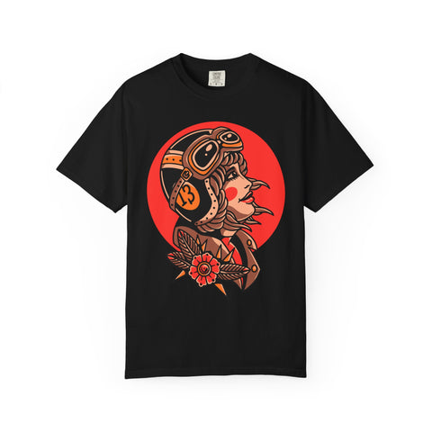 Biker Girl Shirt - Tattoo Flower Tee - Motorcycle Art Gift