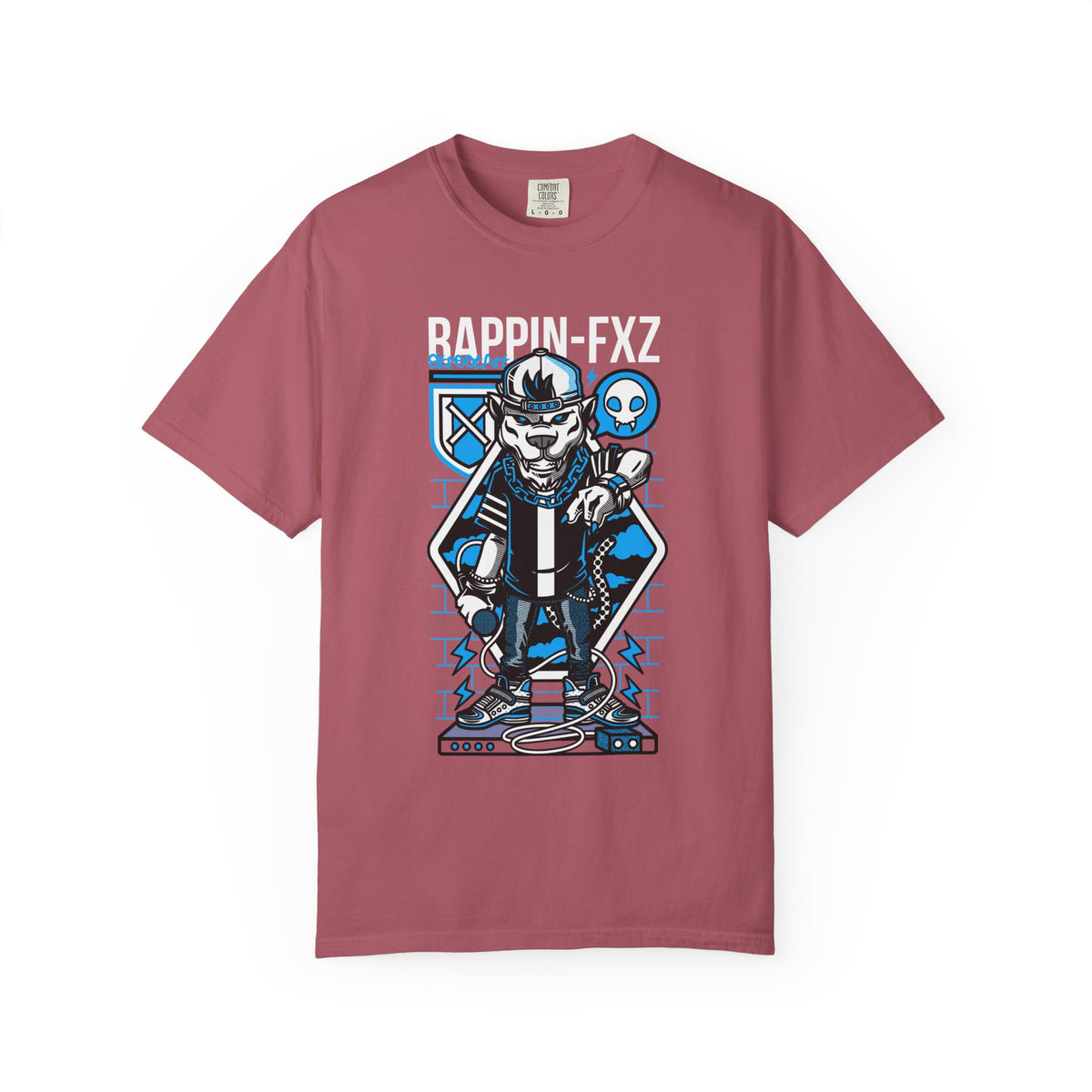 Gangster Wolf with Microphone Urban Art Drawing T-Shirt