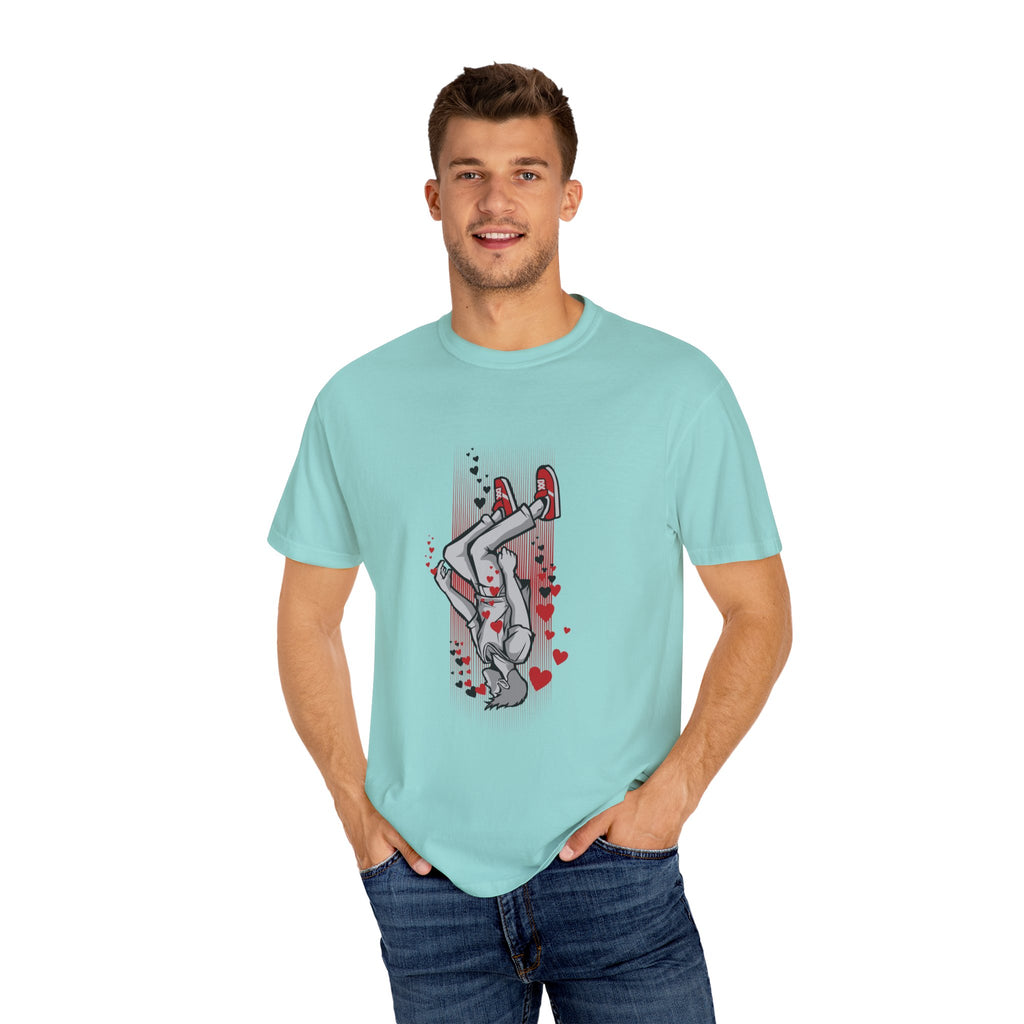 Upside Down Man with Hearts Valentines Style T-Shirt - Sinful Threads