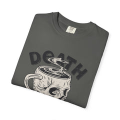 Coffee Skull Shirt - Death Before Decaf - Funny Caffeine Gift
